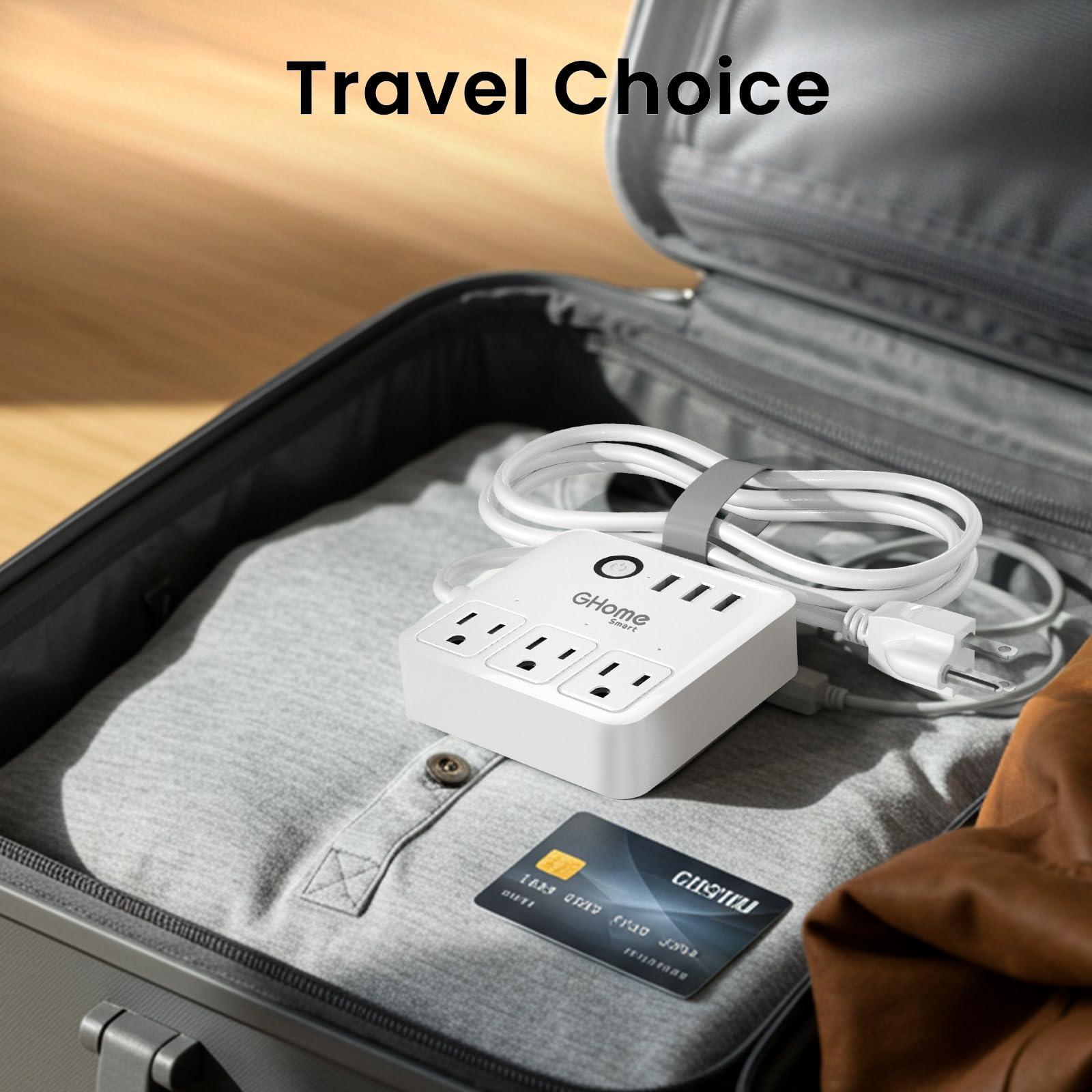 GHome Smart GHome Smart Plug Power Strip, WiFi Surge Protector Work with Alexa Google Home, Smart Outlets with 3 USB 3 Charging Port, Multi-Plug Extender for Home Office Cruise Travel and Christmas Light, 10A