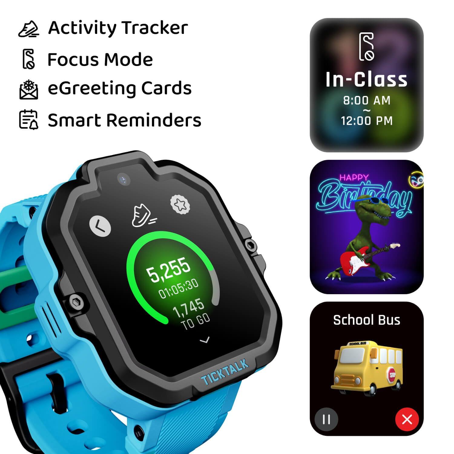 TickTalk TickTalk5 LTE Kids Smart Watch with GPS Tracker, Phone Watch, Advanced Parental Controls, Video & Voice Calls, Text, School Mode, Free Music, SOS & 911, Safety Alerts, Pre-Installed SIM