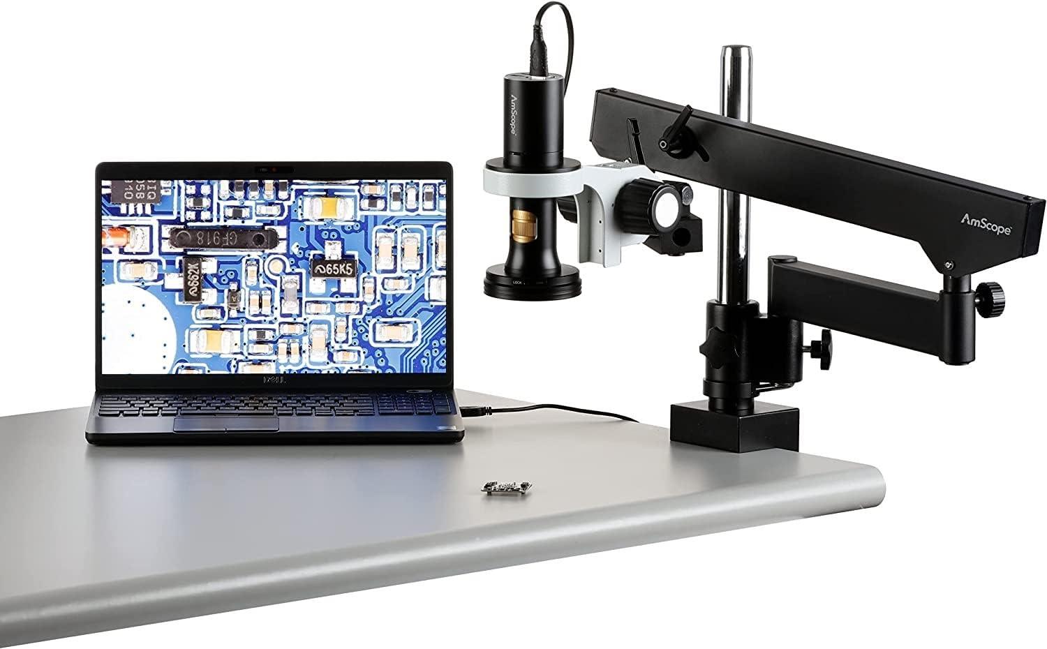 AmScope AmScope - 1080p HDMI All-in-One Digital Microscope with Zoom Optics on Articulating Arm with Pillar - DM756H2D-APC