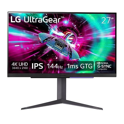 LG LG 27\" UltraGear 4K UHD (3840x2160) Gaming Monitor, 144Hz, 1ms, VESA DisplayHDR 400, G-SYNC and AMD FreeSync Premium, HDMI 2.1, DisplayPort, 4-Pole HP Out DTS HP:X, Tilt/Height/Pivot Stand, Black