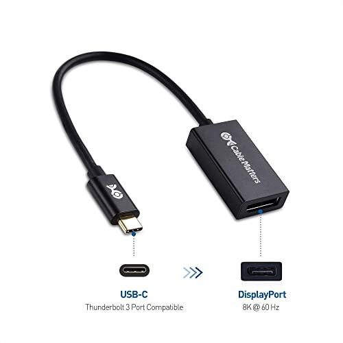 Cable Matters Cable Matters USB 3.0 KVM Switch DisplayPort 1.4 for 2 Computers, USB C to DisplayPort 1.4 Adapter, and USB C to USB Adapter Bundle