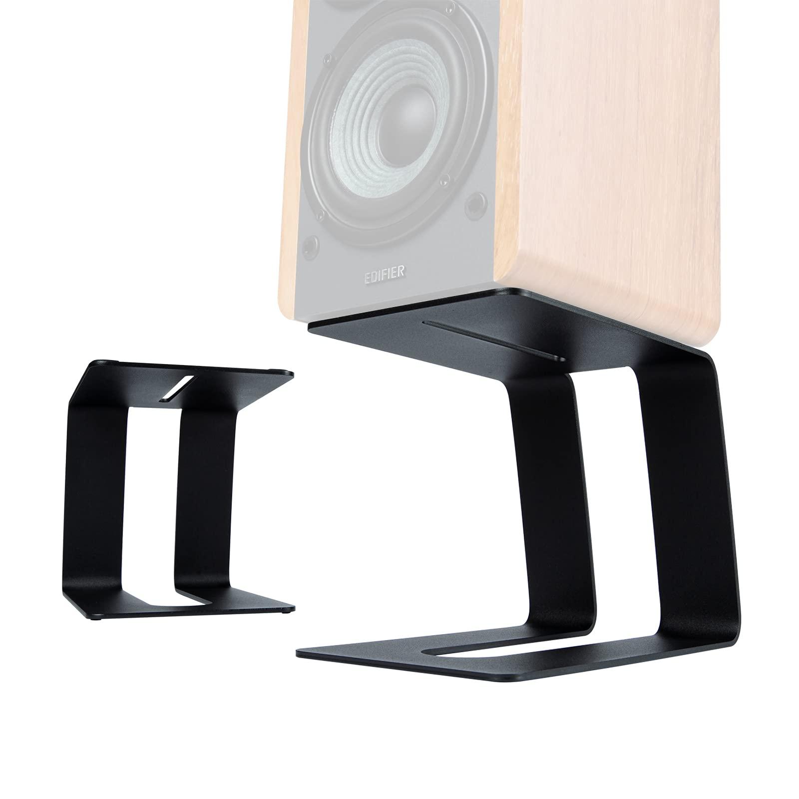 Ventray Desktop Speaker Stands for Small & Medium Bookshelf Computer Speakers, Heavy Duty Studio Monitor Speaker Stands with Non-Slip Feet, Vibration Damping Tilted Tabletop Speaker Stands - Black (Pair)