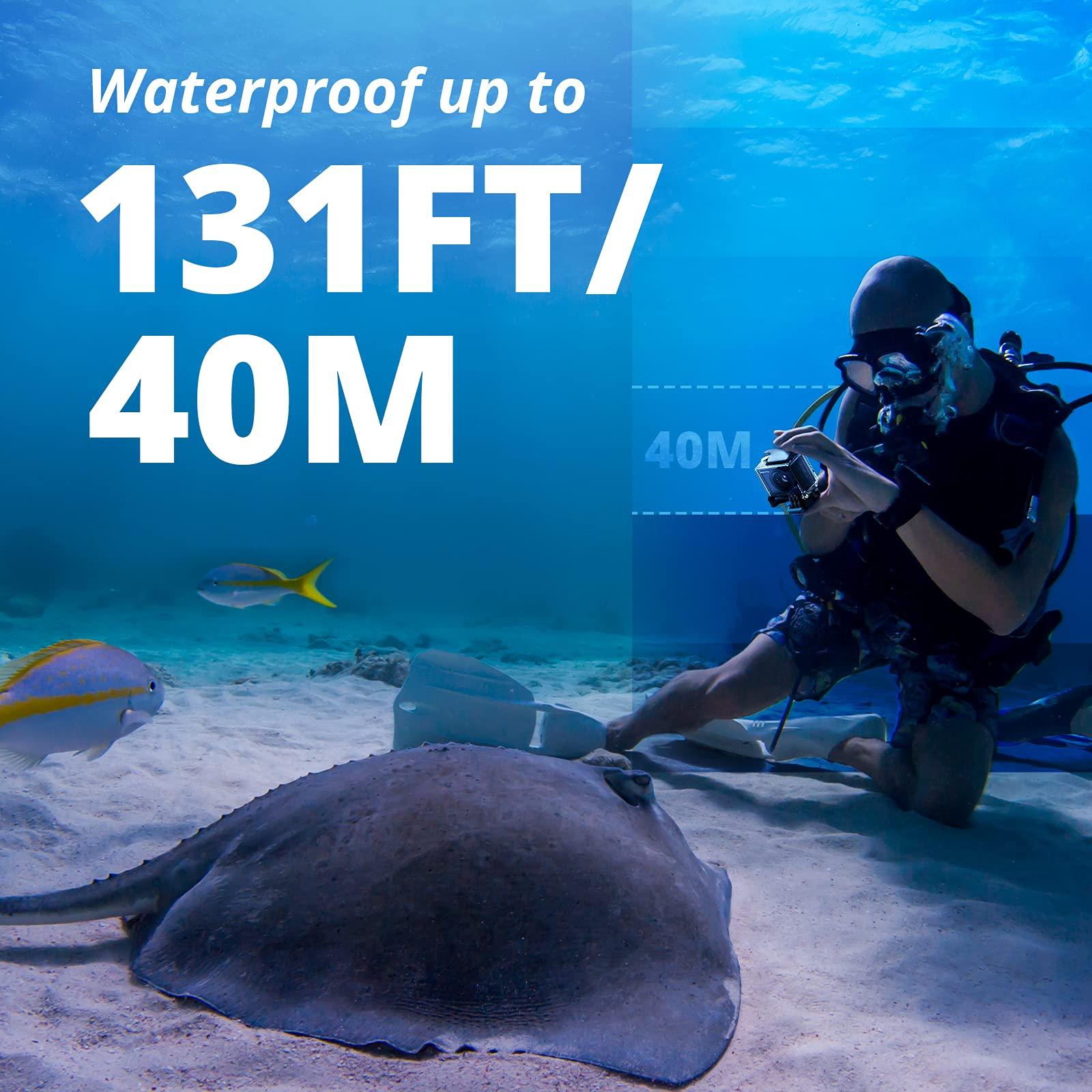 AKASO AKASO Brave 4 Pro 4K30 Action Camera with 64GB MicroSD U3 Card, 131FT Underwater Waterproof Camera EIS Touch Screen Remote Control with 2x1350mAh Batteries and Helmet Accessories Kit Bundle