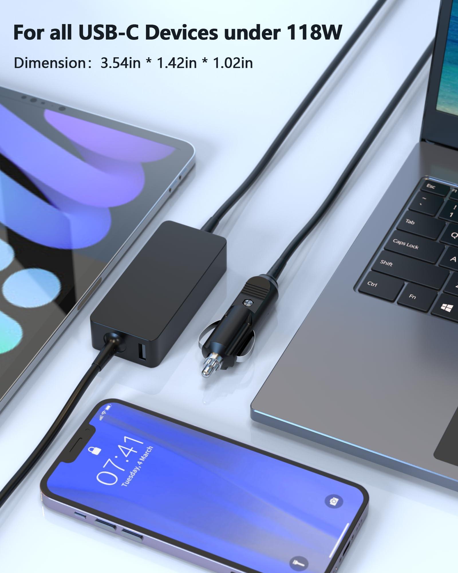 Nivjuky 100W 90W 65W USB C Car Charger for Dell Latitude 5420 5520 5510 7420 7410 7400 Chromebook 3100 XPS 12 13 15 9250 9350 9500 9530 Precision 5550 5750 3540 3541 3550 Laptop Car Power Cord