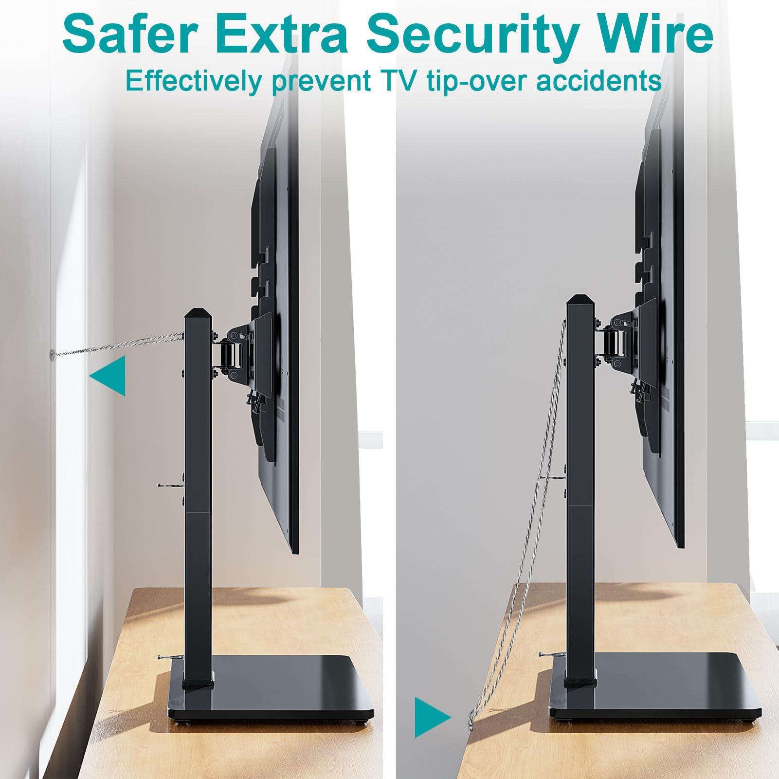 MOUNT PRO MOUNT PRO Universal Swivel TV Stand Base, Table Top TV Stand for 37 to 65, 70, 75 Inch LCD LED TVs, Height Adjustable TV Mount Stand with Tempered Glass Base, Holds up to 88lbs, Max VESA 600x400mm