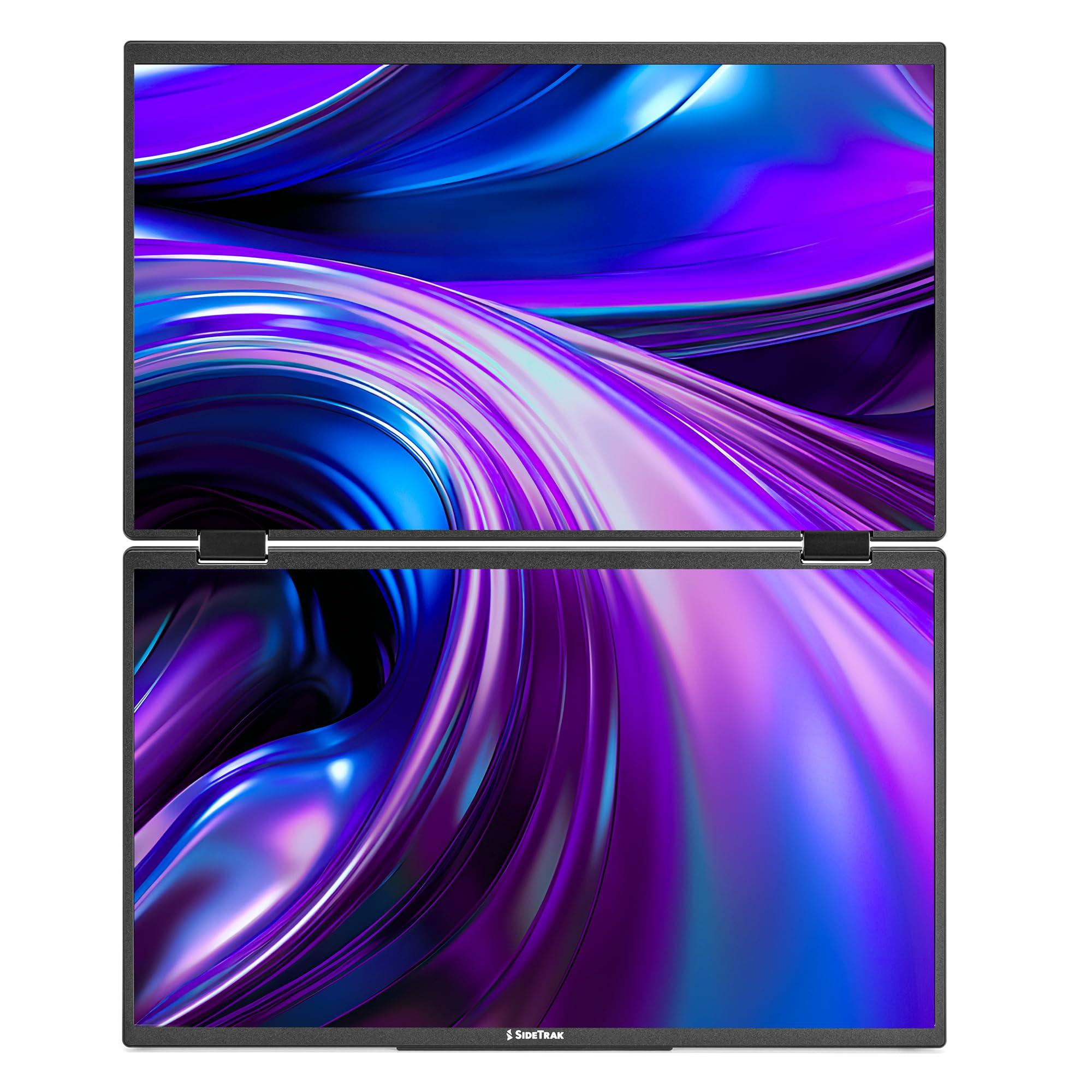 SideTrak SideTrak Solo Book 15.6" Foldable Dual Screen Portable Monitor with Protective Sleeve | Stacked FHD Laptop Screen Extender, 360 Rotation, USB-C & HDMI, Mac, PC, Chromebook Compatible