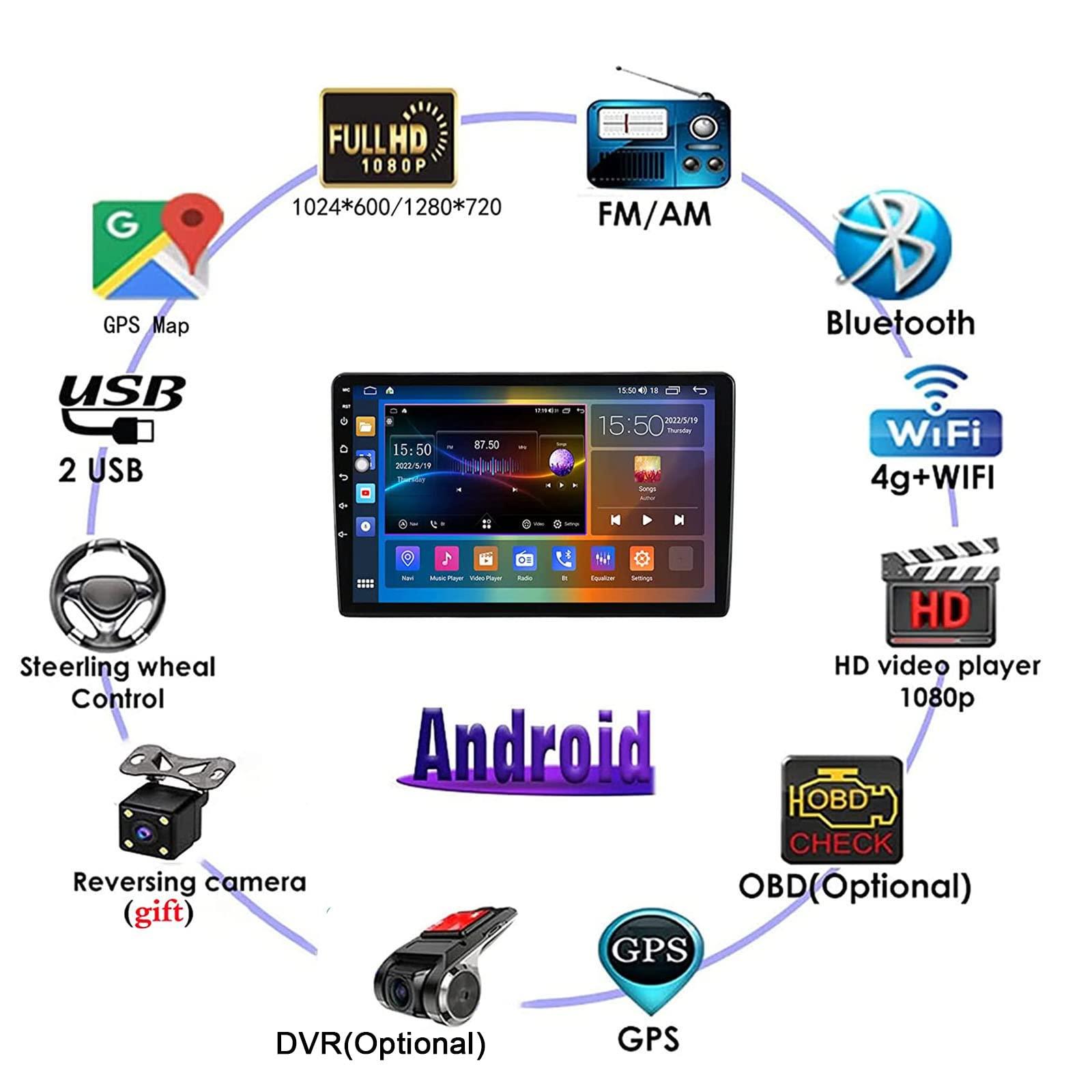 PLOKM 2 din Android 10 Car DVD Multimedia Player Radio Navigation GPS for Toyota Estima 2006-2012 with 9 inch Touch Screen Car Stereo Autoradio