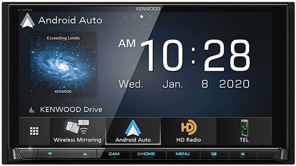 Kenwood KENWOOD DDX9707S 6.95" Capacitive Touch Screen DVD Multimedia Receiver with Apple CarPlay & Android Auto | Plus CMOS-230 Rearview Camera with Universal Mounting Hardware & Video Cable