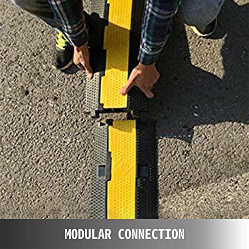 DOPORA Rubber Speed Bump Cable Ramp Hose Protector Driveway Modular Heavy Duty Bumps Garage Gravel Roads Asphalt Concrete 2-Channel 11000lbs Protective Wire Cord Traffic,96.9x35.3x6.7cm