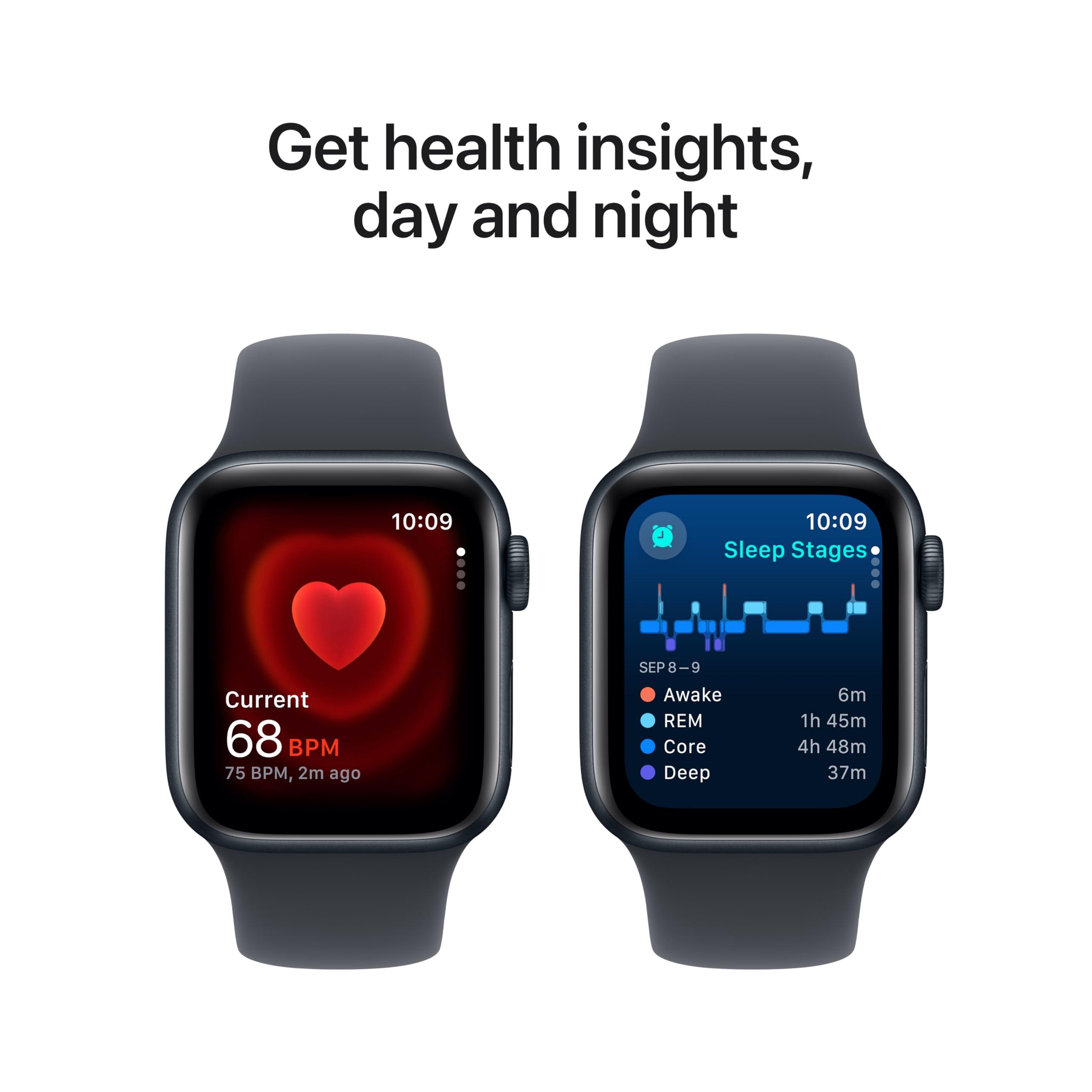 Apple Apple Watch SE (2nd Gen) [GPS 40mm] Smartwatch with Midnight Aluminium Case with Midnight Sport Band S/M. Fitness and Sleep Trackers, Crash Detection, Heart Rate Monitor, Retina Display