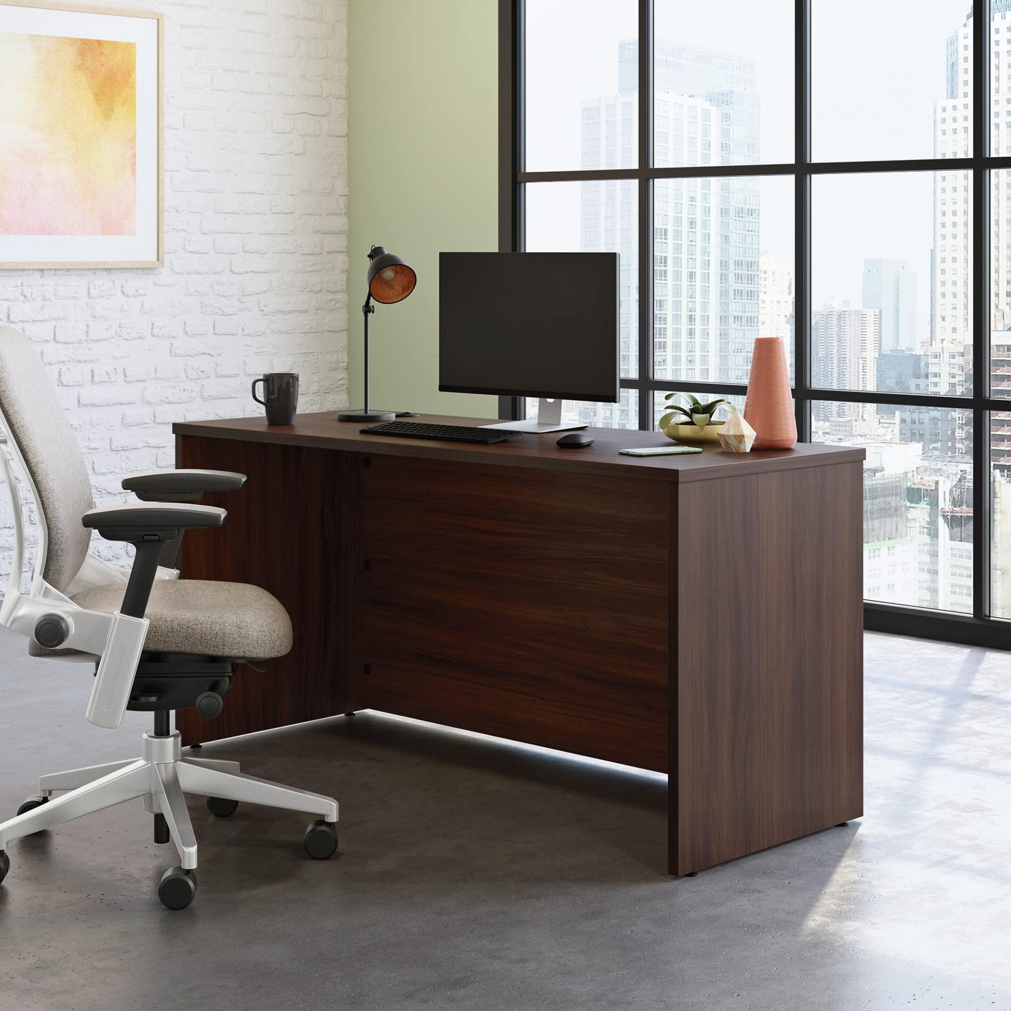 Sauder OfficeWorks by Sauder Affirm 60 X 24 Desk Shell/cred/Return, Noble Elm Finish