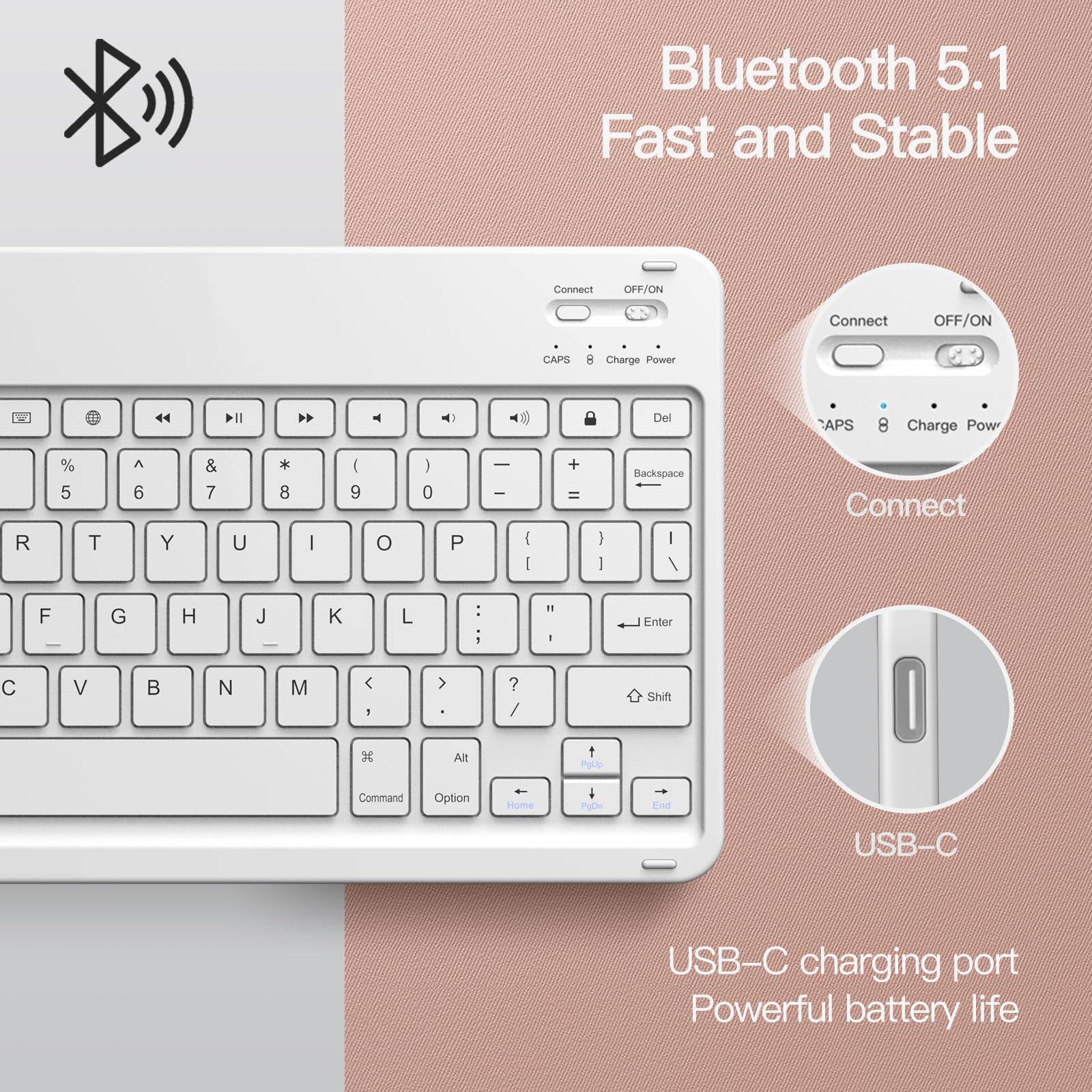 JETech JETech Keyboard Case for iPad 10.2-Inch (2021/2020/2019 Model, 9th/8th/7th Generation) with Pencil Holder, Magnetic Detachable Bluetooth Wireless Keyboard, Soft TPU Back Stand Cover (Rose Gold)