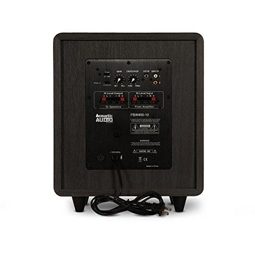 Acoustic Audio by Goldwood Acoustic Audio PSW400-10 Home Theater Powered 10" LFE Subwoofer Black Front Firing Sub,400 Watts
