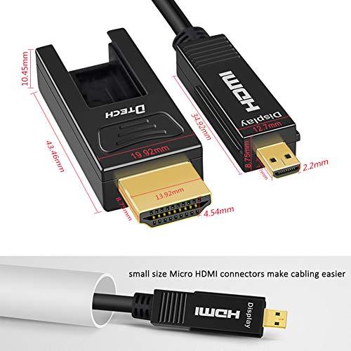 DTech DTech 75 Feet Fiber Optic HDMI Cable 4K 60Hz 444 Chroma Subsampling 18Gbps Ultra HD with Micro HDMI to Standard HDMI Connectors Compatible with UHD TV Projector Computer Monitor (23 Meters, Black)