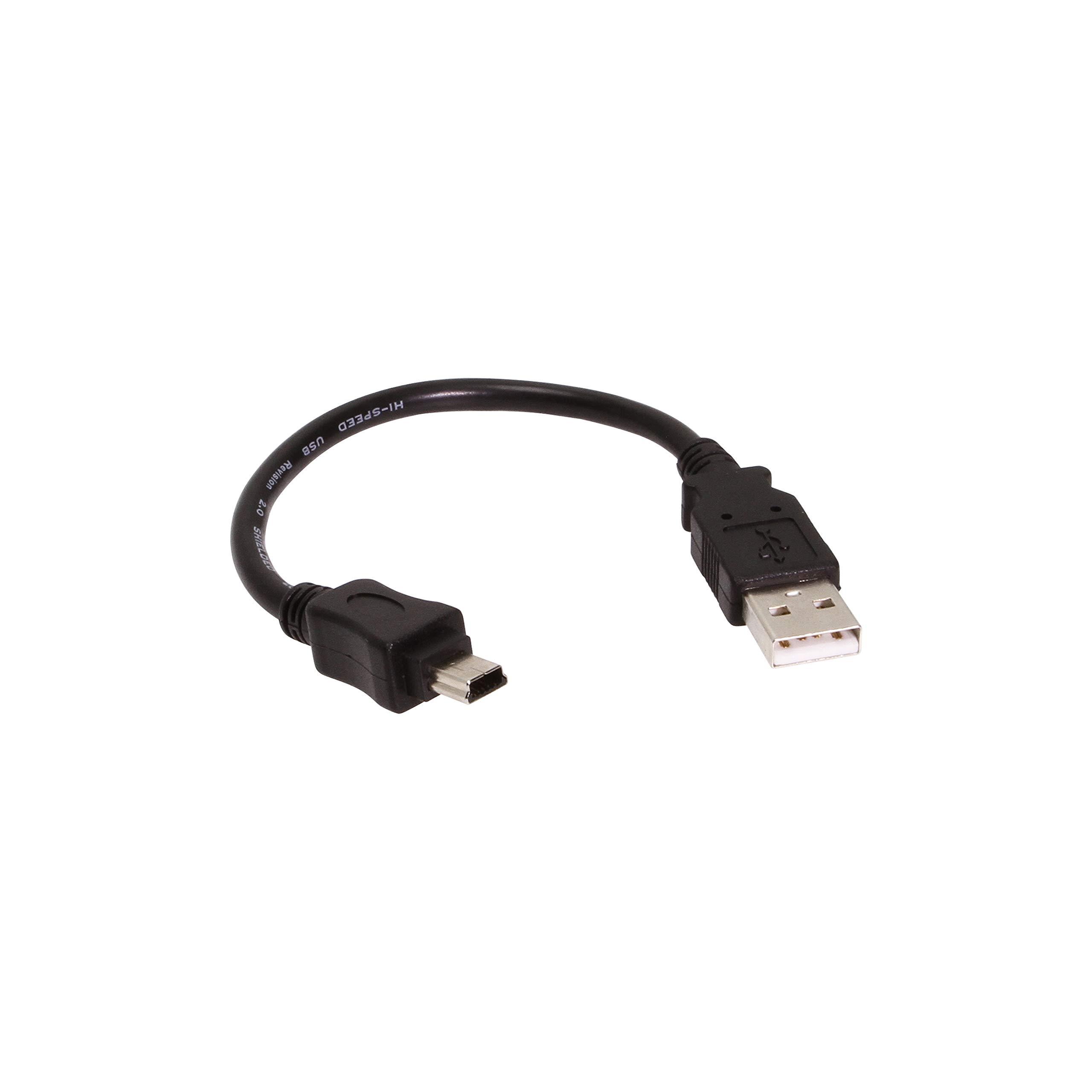 USBGear 8 inch Black USB A to Mini B Cable