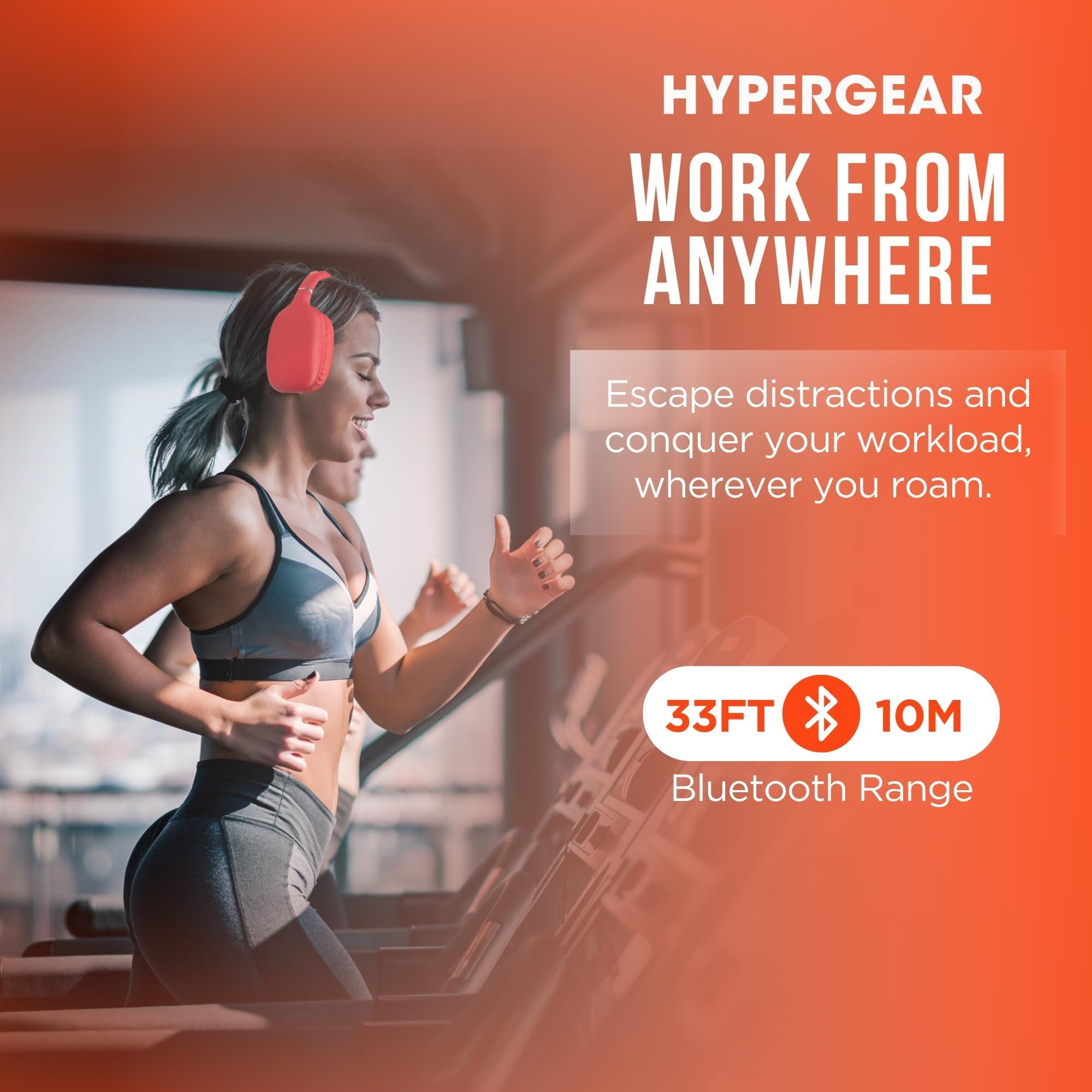 HyperGear HyperGear Vibe Bluetooth Wireless Headphones - Over-Ear Headphones Wireless with Noise Isolating Fit, Built-in Mic & Controls, Memory Foam Ear Cups for Travel, Home Office, Gym & More - Red