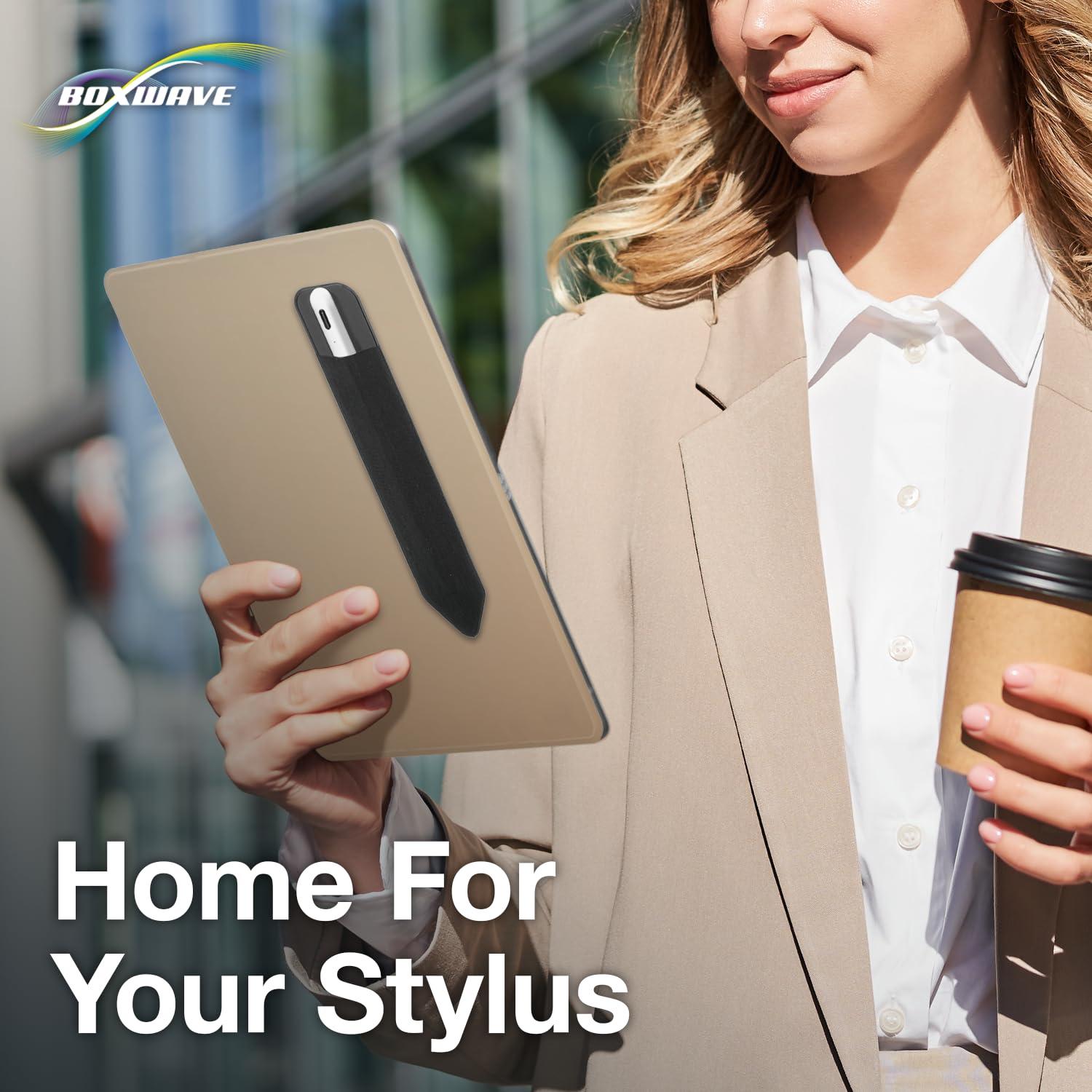 BoxWave BoxWave Stylus Pouch Compatible with Interelectronix IX-TP240 - Stylus PortaPouch, Pen Stylii Holder Carrier Portable Self-Adhesive - Jet Black