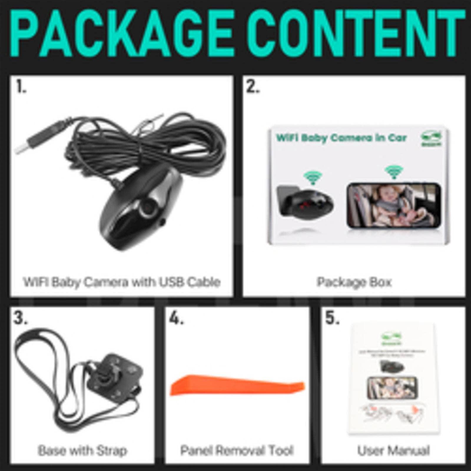 MBETA WiFi Car Baby Camera Can View Baby in Back Seat Support 5G Wireless HD 720P Camera for iPhone IPad Android Phone Tablet