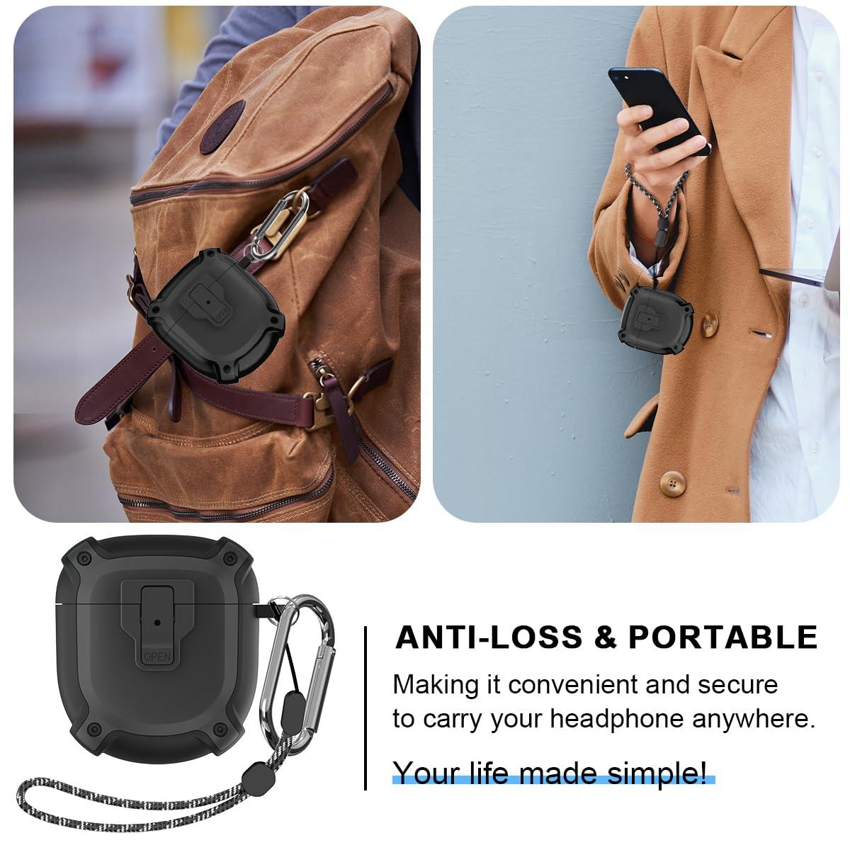 AIBEAMER for Bose QuietComfort Earbuds II Case (2022) / NEW QuietComfort Ultra Earbuds Case (2023),Shockproof Protective Safety Lock Case for QuietComfort Earbuds 2/QuietComfort Ultra Earbuds Accessories-Black