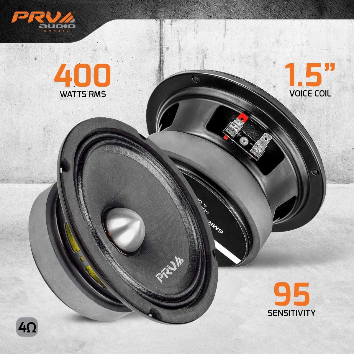 PRV AUDIO PRV AUDIO 6.5 Inch Midrange Bullet Speaker 6MR400-4 Bullet, 4 Ohm 400 Watts High Performance Car Audio Loudspeaker High Output Sound (Single)