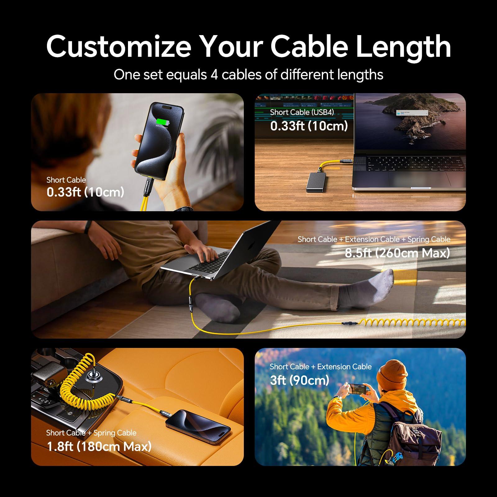 AOHI AOHI 240W 8 in 1 USB 4 Cable Set, The Future 240W PD3.1 USB C Fast Charging Cable Supports 40Gbps Data Transfer 8K HD Display for iPhone15 Pro Max MacBook Pro Air iPad Galaxy