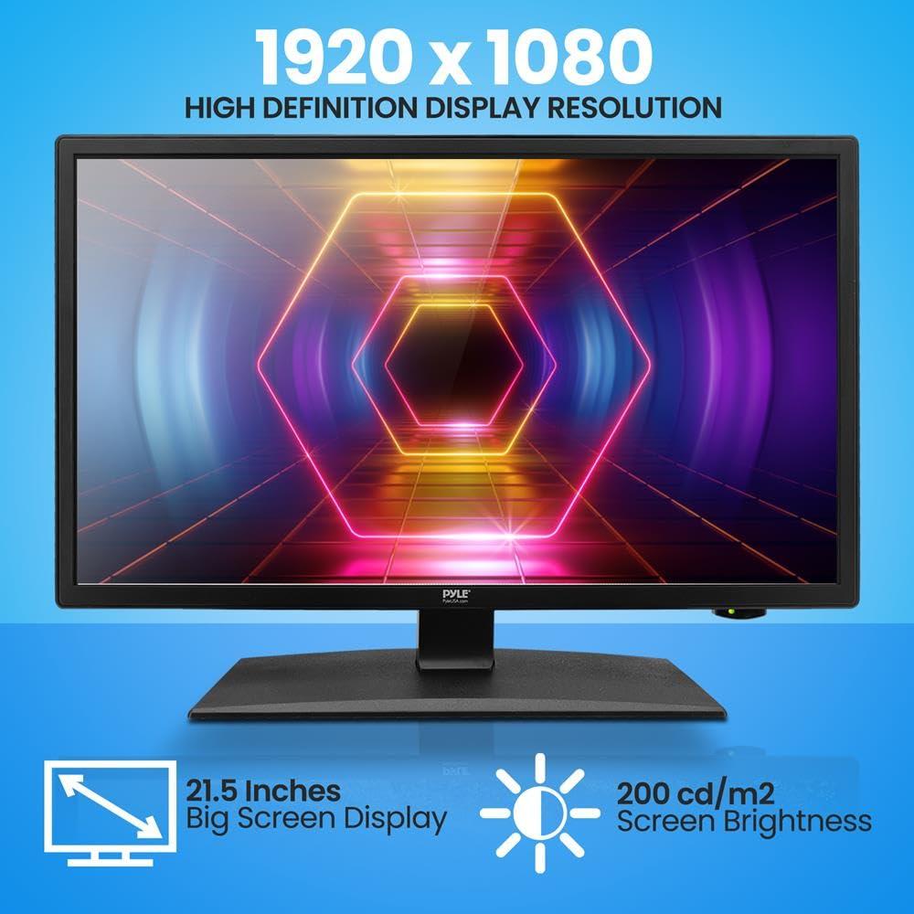 Pyle Pyle 21.5 Inch 1080p LED RV Television - Slim Flat Screen Monitor FHD Small TV w/HDMI, RCA, Multimedia Disk/DVD Combo, 12/24 Volt Car Adapter, Wall Mount, Works w/Mac PC, Includes Remote Control