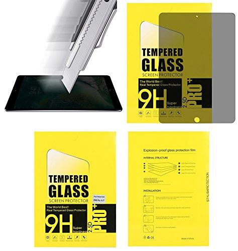 BPC Black Durable Lightweight Leatherette iPad Pro 9.7 Case with Tempered Privacy Screen Glass