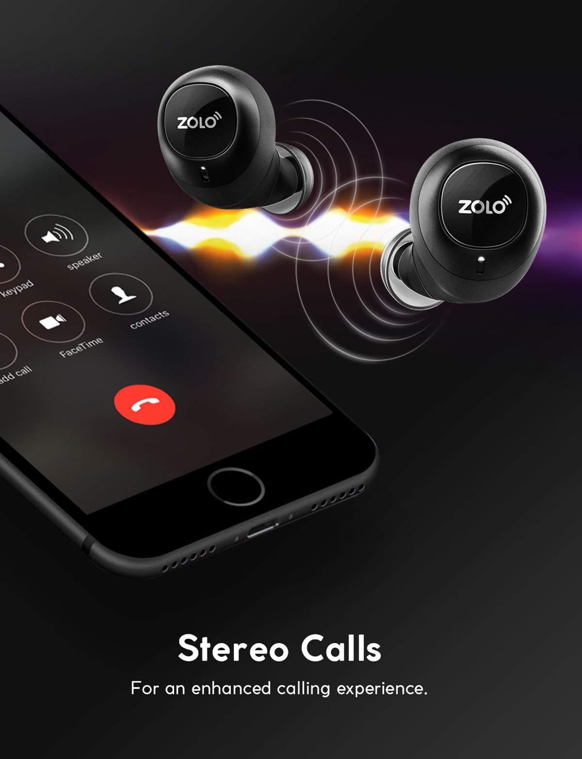 Zolo True Wireless Headphones, ZOLO Liberty [Upgraded] 8-Hour Playtime (100 Hours with Charging Case), Bluetooth 5 Bluetooth Earbuds with Graphene Driver Technology, IPX5 Sweatproof, Handsfree Stereo Calls