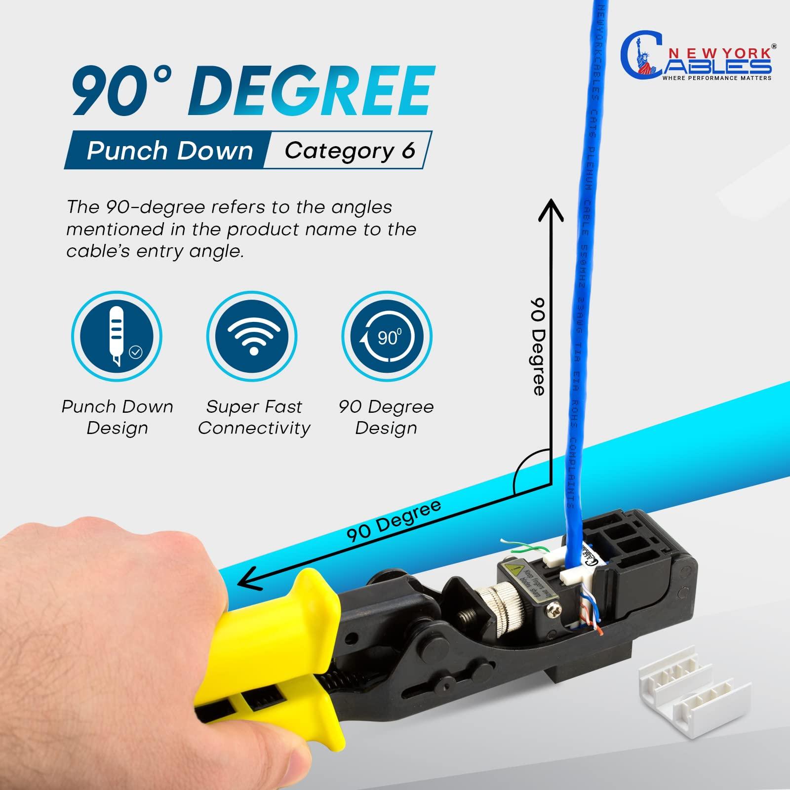 NewYork Cables NewYork Cables cat 6 Keystone Jack 90 Degree Punchdown Ethernet Wall Jack for Patch Panels Wall Plates