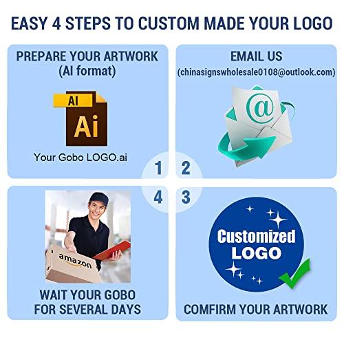 QOMOLANGMA LED Custom Image GOBO Logo Projector Light 40W Static Glass GOBO Projector Advertising Logo Light Free Custom Glass GOBO for Outdoor Use Black