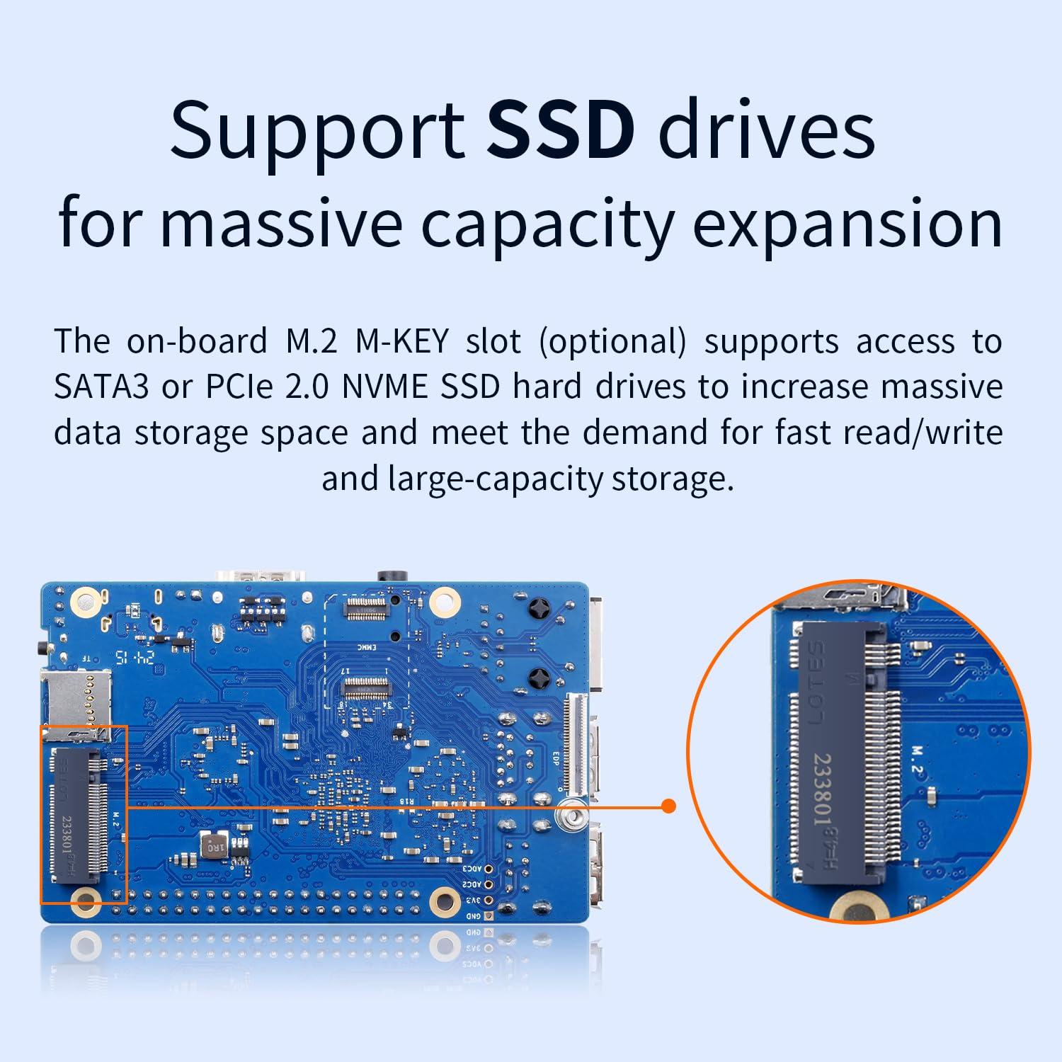 Orange Pi Orange Pi 3B 2GB LPDDR4/4X Rockchip RK3566 Quad-Core 64-Bit Single Board Computer with eMMC Socket, Support WiFi 5 and Bluetooth, Development Board Run Android/Ubuntu/Debian (Pi 3B 4GB+Power Supply)