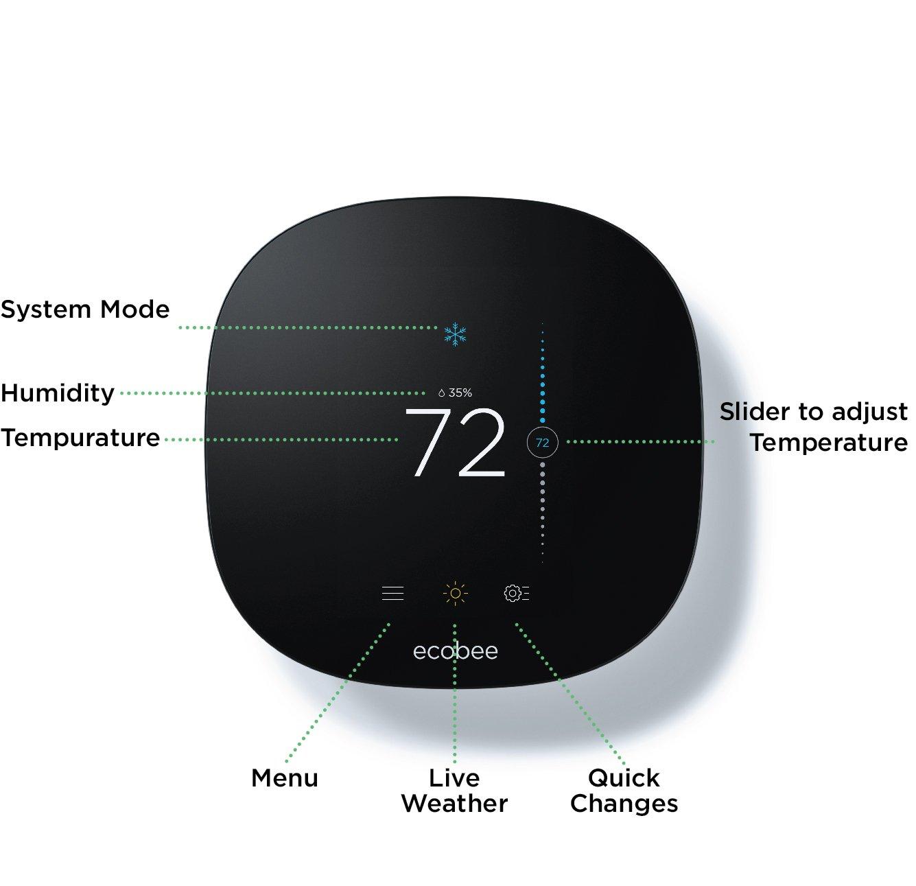 ecobee ecobee EB-STATe3L-01 3 Lite Thermostat, Wi-Fi, Works with Amazon Alexa