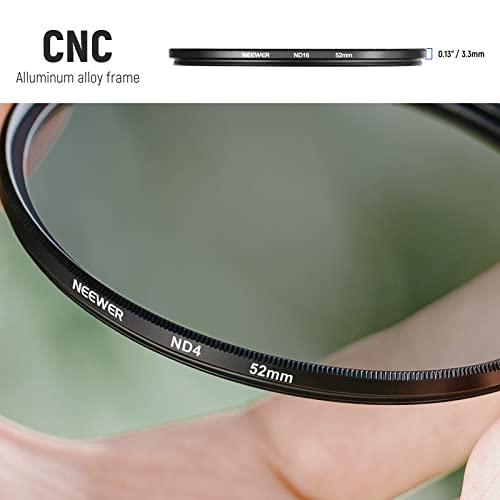 Neewer NEEWER 52mm ND Lens Filter Kit: ND2 ND4 ND8 ND16, Lens Cleaning Pen, Filter Pouch Neutral Density Filter and Accessory Kit Compatible with Canon Nikon Sony Panasonic DSLR Cameras with 52mm Lens