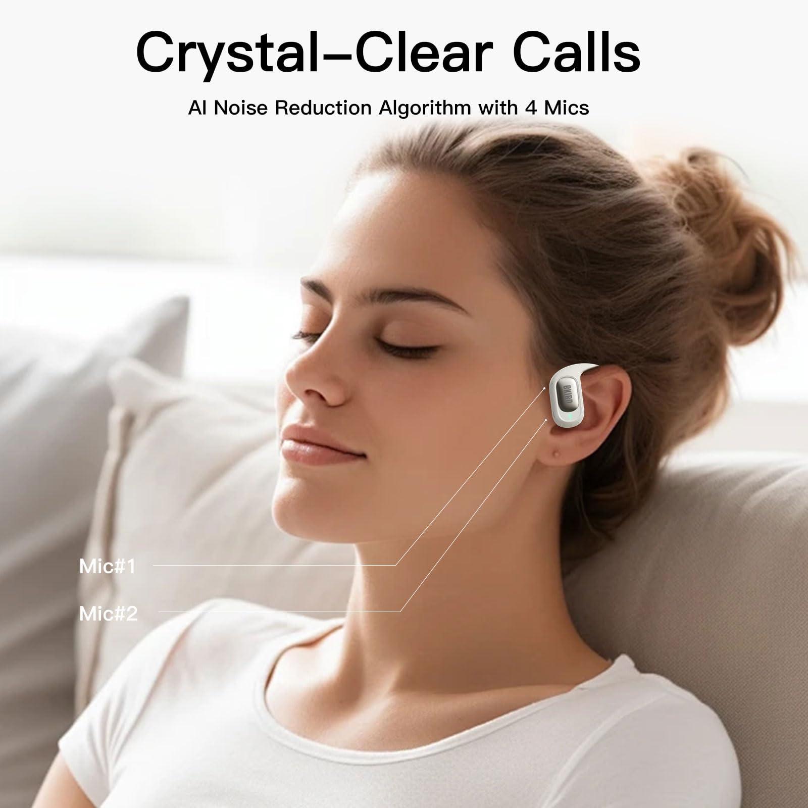 BKIBD BKIBD Open Ear Headphones Wireless Earbuds Bluetooth 5.4 Noise Cancelling Headphones Touch Control Air Conduction Sport Headsets IPX6 Waterproof Earphones Over Ear Headphones Running Workout (Skin)