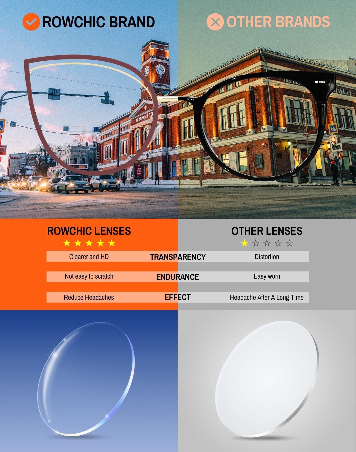 ROWCHIC ROWCHIC Blue Light Blocking Glasses for Women Stylish Cat Eye Metal Frame Anti Eyestrain UV Eyewear Brown Gold