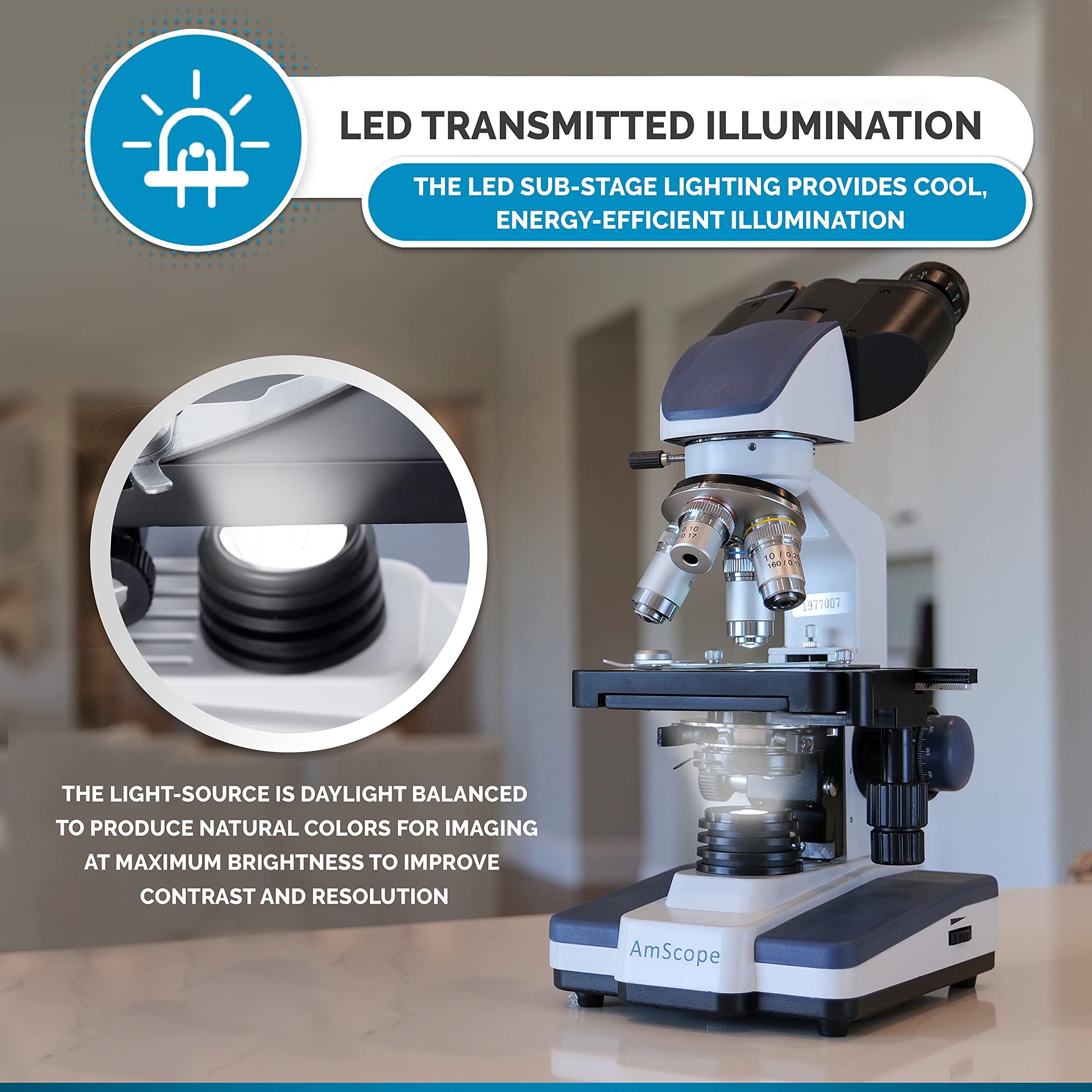 AmScope AmScope 40X-2500X Binocular LED Darkfield Microscope with Siedentopf Head + 5MP Digital Eyepiece