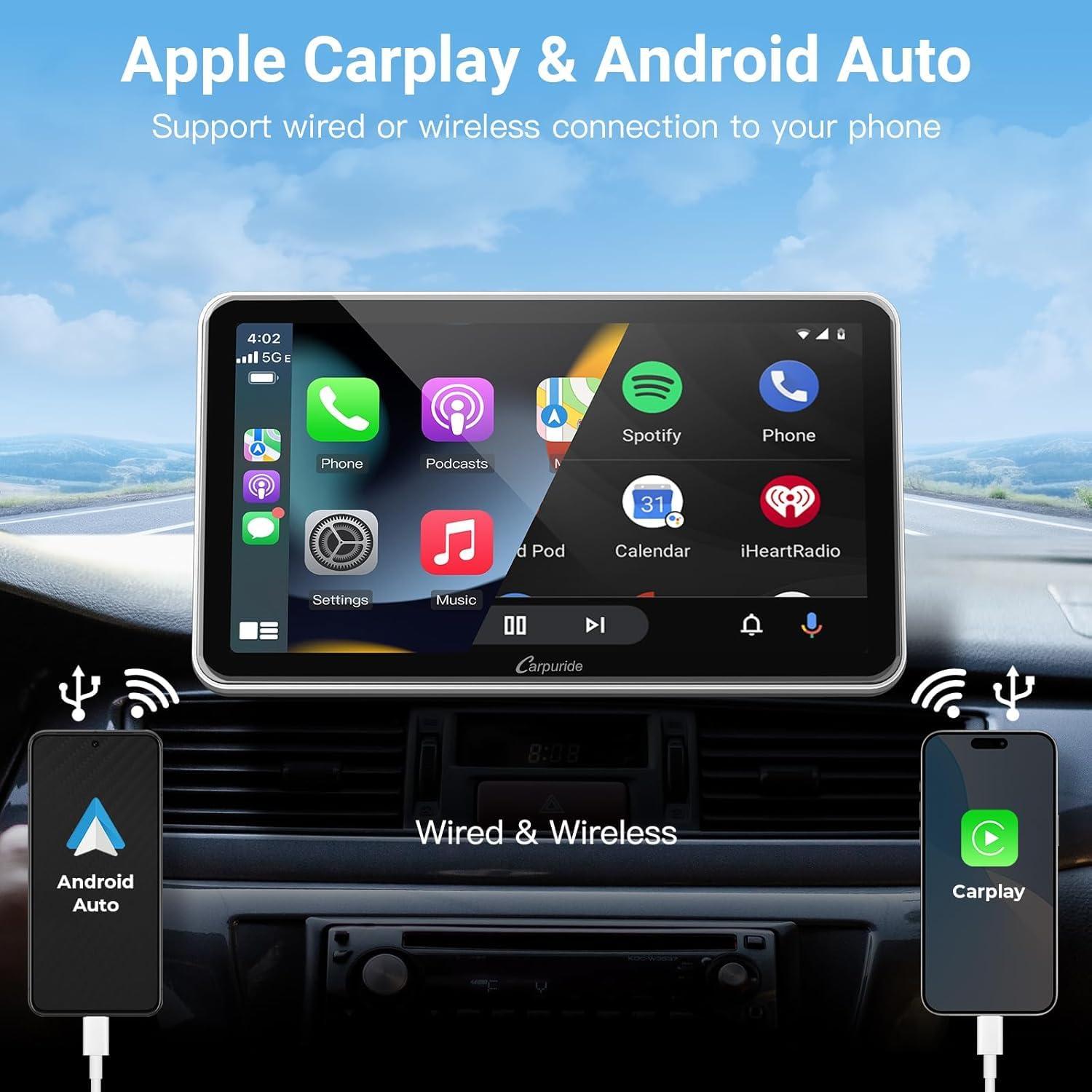 Carpuride Carpuride W701, Portable Wireless CarPlay Screen for Car- 7 Inch Car Play Screen Compatible with Android Auto and Apple CarPlay - Multimedia Player, Bluetooth, Navigation Screen for All Vehicles