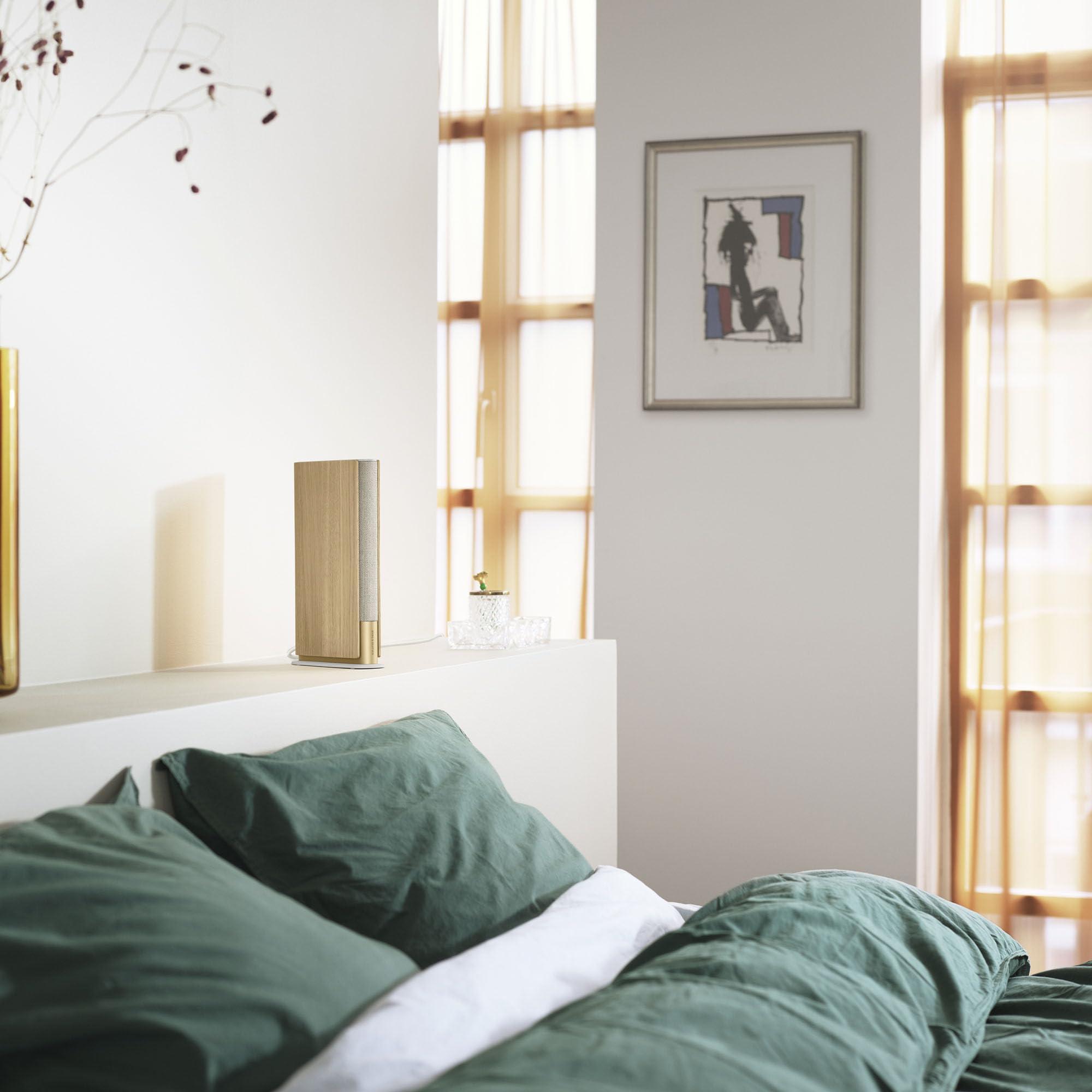 Bang & Olufsen Bang & Olufsen Beosound Emerge Bookshelf Wi-Fi Speaker, Gold Tone/Light Oak