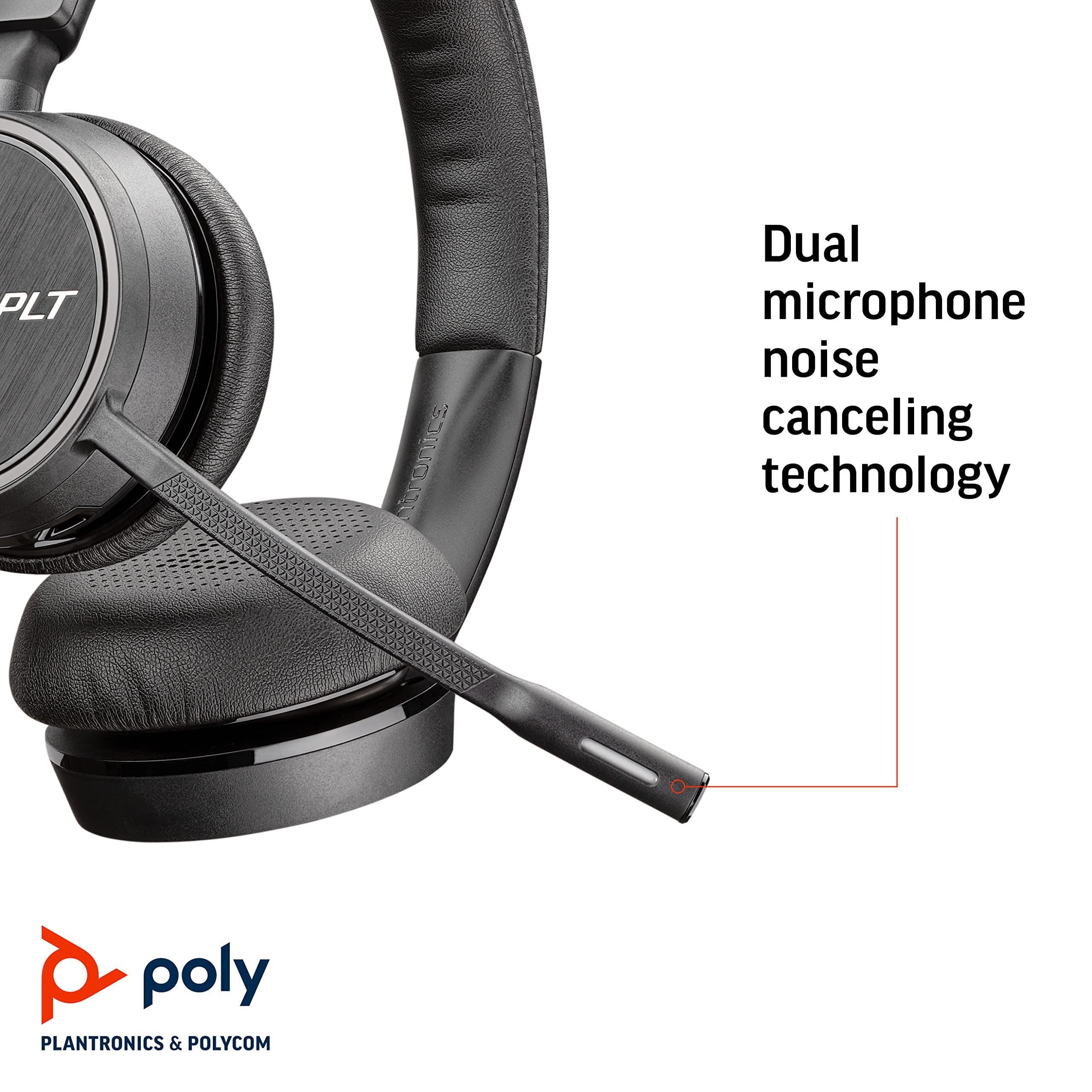 Poly Plantronics - Voyager 4220 UC USB-C (Poly) - Bluetooth Dual-Ear (Stereo) Headset - Connect to PC, Mac, & Desk Phone - Noise Canceling - Works with Teams, Zoom & More