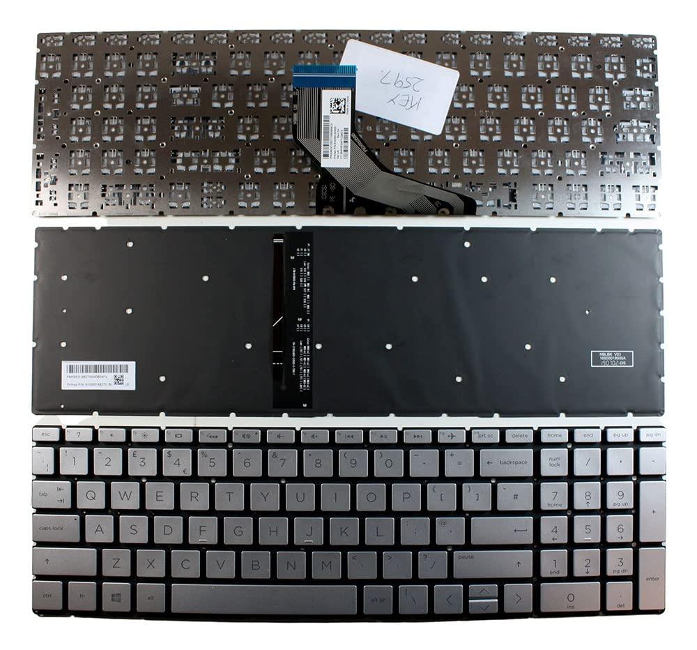 Power4Laptops Power4Laptops UK Layout Backlit Silver Replacement Laptop Keyboard Compatible with HP Home 15-da1005ne
