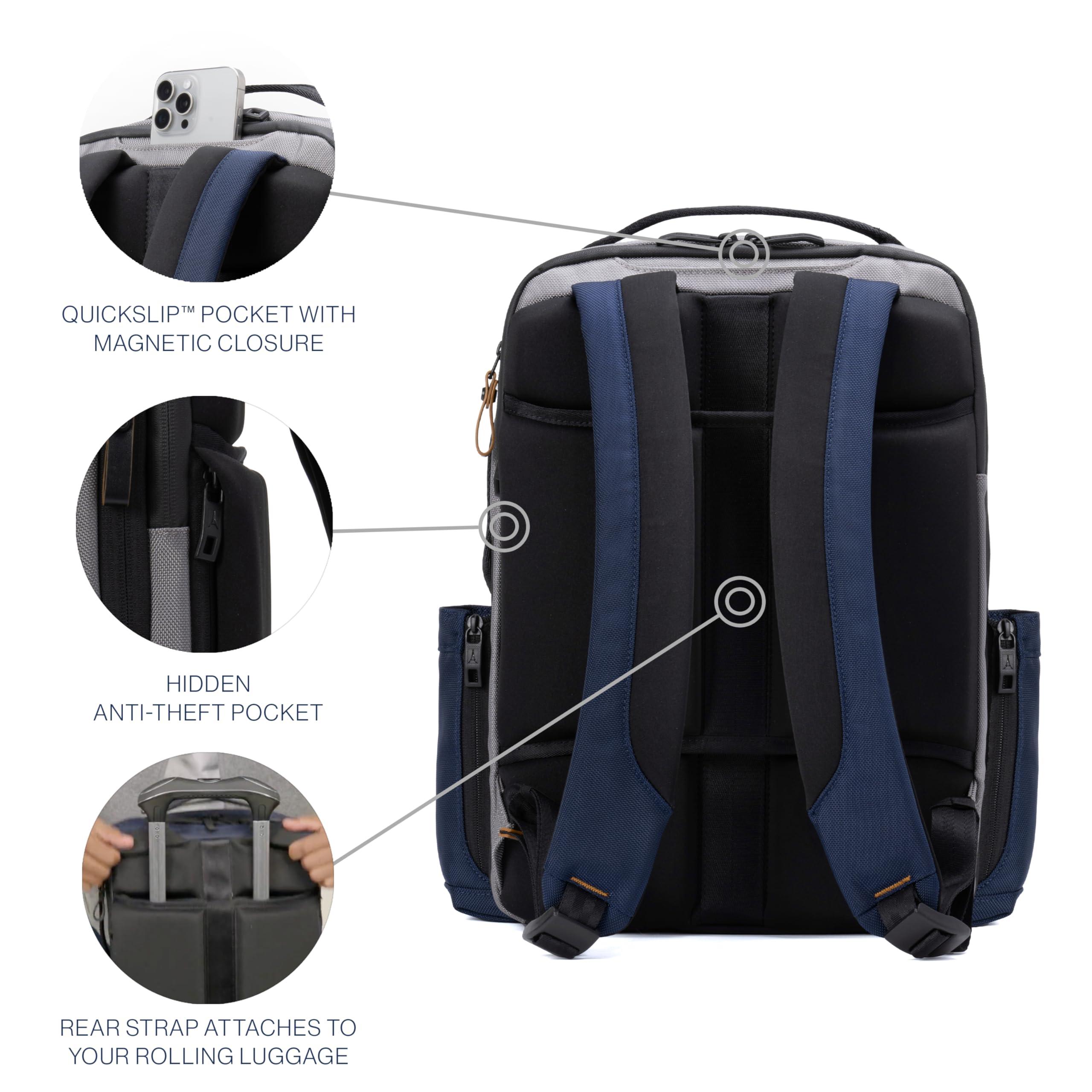 Travelpro Travelpro Altitude Slim Expandable Travel Laptop Backpack 20-24L, 16 Inch Laptop, Water Resistant, Work, Business, Men and Women, Stellar Navy/Grey