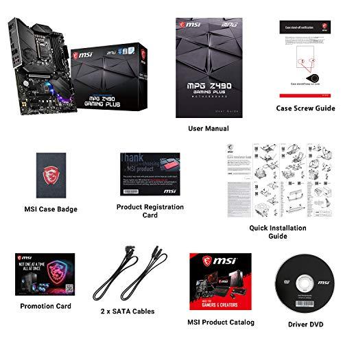MSI MSI MPG Z490 Gaming Plus Gaming Motherboard (ATX, 10th Gen Intel Core, LGA 1200 Socket, DDR4, CF, Dual M.2 Slots, USB 3.2 Gen 2, 2.5G LAN, DP/HDMI, Mystic Light RGB)