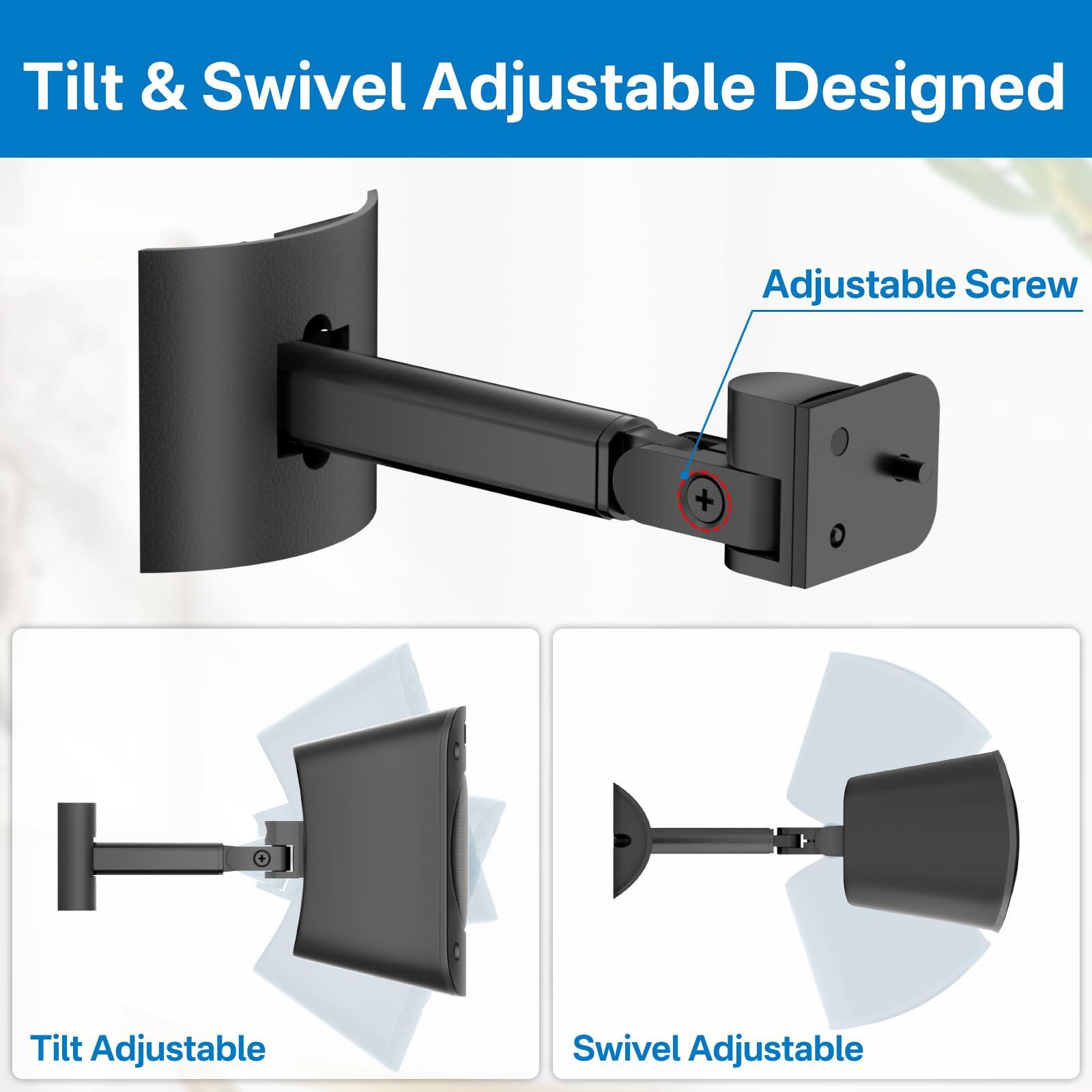 notiela Speaker Mount for Logitech Z906 Speaker Wall Mount with Tilt and Swivel Adjustable Ceiling Mount for Logetich Z906 Speaker Mounts, Pair
