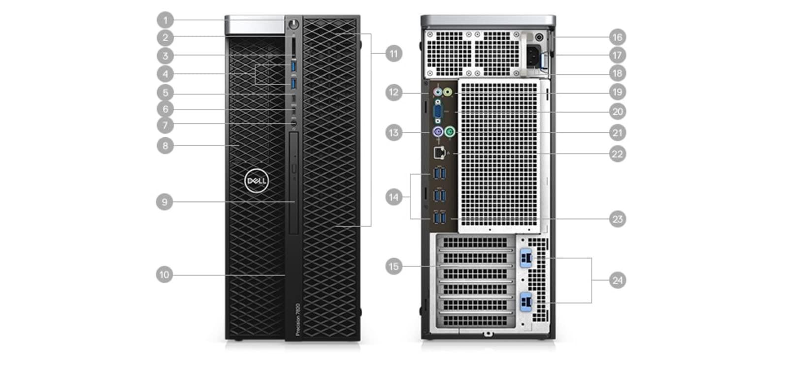Dell Dell Precision T7820 Workstation Desktop | Xeon Silver - 4210-512GB SSD Hard Drive - 32GB RAM - Nvidia Quadro RTX 4000 | 10 cores @ 3.2 GHz - 8GB GDDR6 Win 11 Pro Black (Renewed)