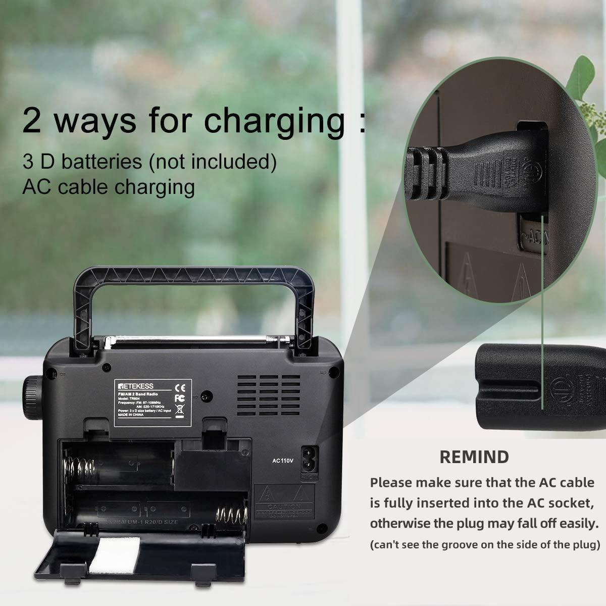 Retekess Retekess TR621 CD and Cassette Player Combo, AM FM Radio with Remote Control, USB, TF Port and TR604 AM FM Radio Portable Battery Operated by 3 D Cell Batteries AC Power for Elders