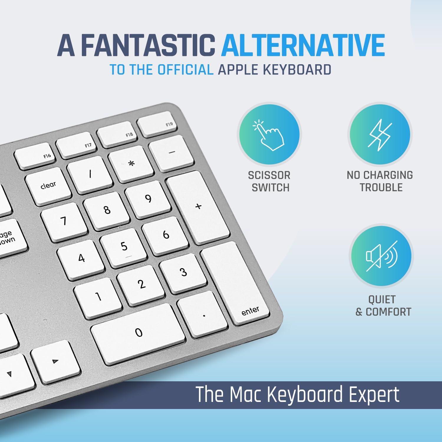 Matias Matias Wired USB C Keyboard for Mac with Numeric Keypad - Mac Keyboard Compatible with Mac OS X v.10.6.8, MacBook Pro, MacBook Air, iMac - Latest Version Supported - (Silver)