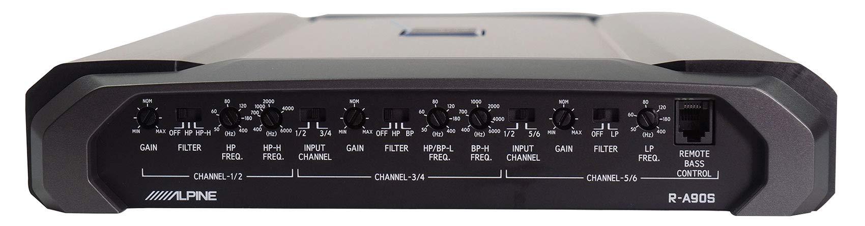 Alpine Alpine R-A90S 900 Watt R-Series 6-Channel Car Audio Amplifier Class D Amp Bundle with Rockville RWK4CU 4 AWG Gauge 100% Copper Complete Amp Installation Wire Kit OFC