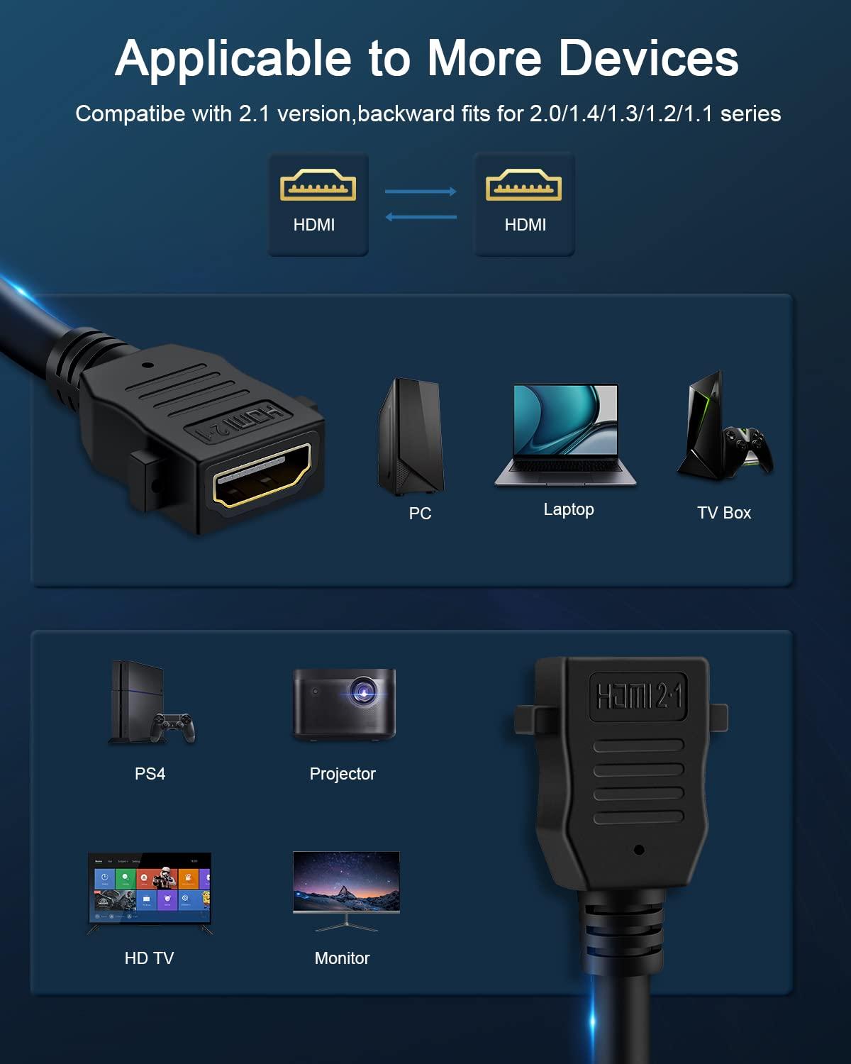 ELECTOP HDMI 2.1 Wall Plate(2 Port), ELECTOP 8K HDMI Wall Outlet Pass Through with Low Voltage Metal Mounting Bracket, Supports 8K@60Hz and 4K@120Hz, 3D, HDR, 48 Gbps HDMI Box, Fits Home Theater Systems