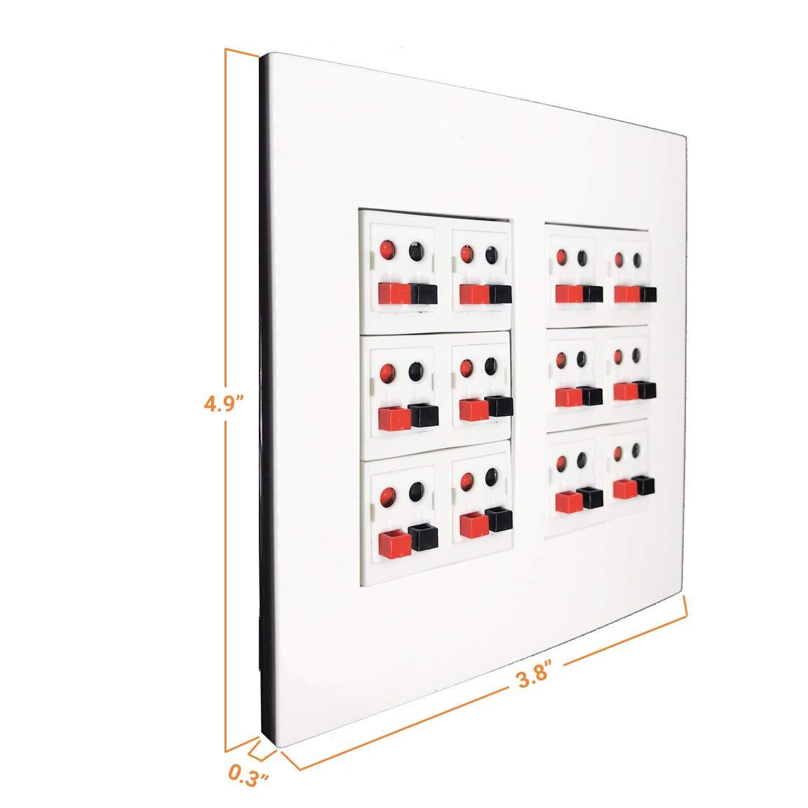 DIYTECH DIYTECH Premium 12 Speaker Wall Plate, Supports 12 Configurations, Screwless 2 Gang Plate with Speaker Port