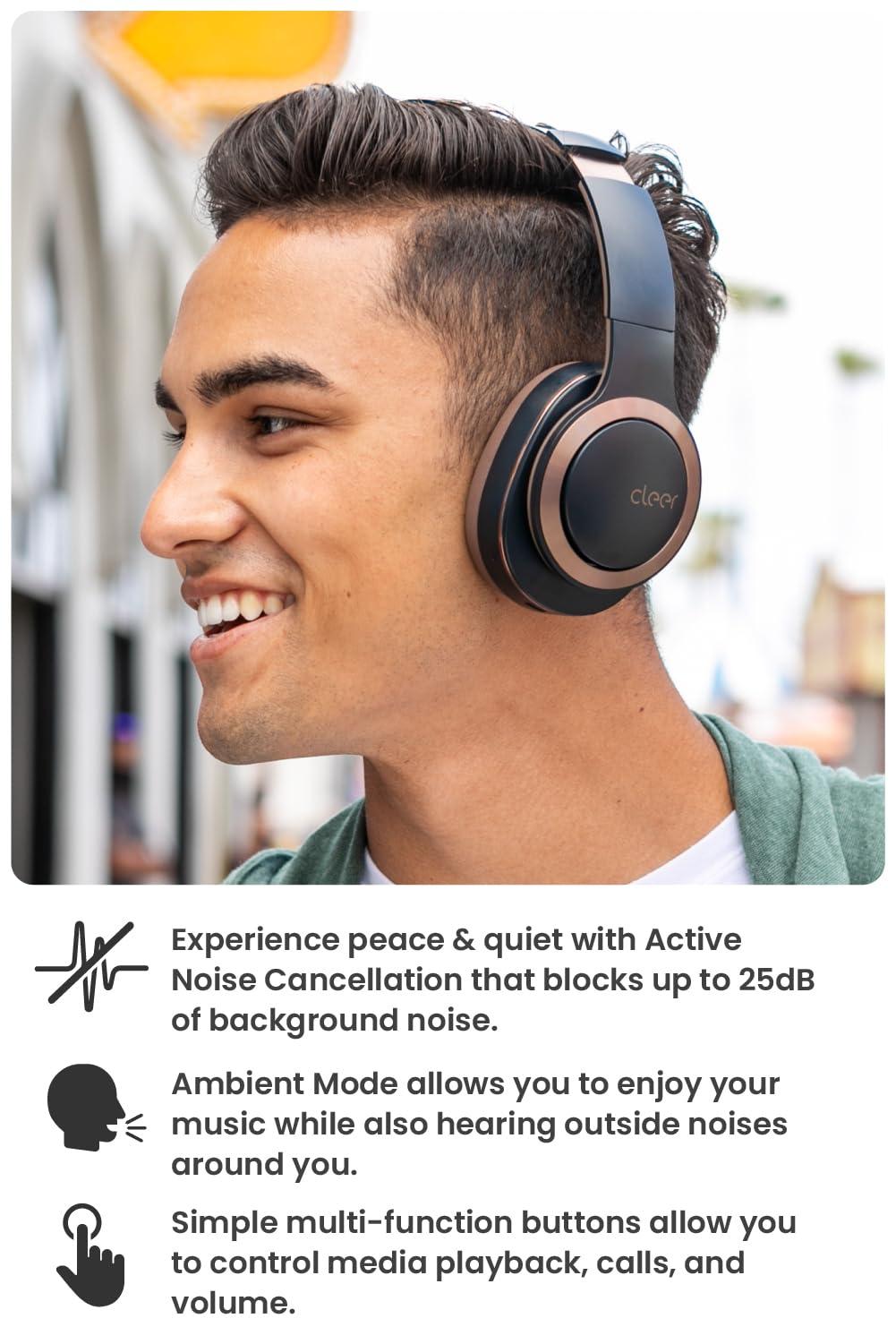 Cleer Cleer Enduro ANC Noise Cancelling Over the Ear Bluetooth Headphones with Mic, 60 Hrs Playtime, Noise Canceling, Ambient EQ Modes, Hi-Res Audio, Deep Bass, Multi-Point Connect, Bluetooth 5.0, Dark Navy